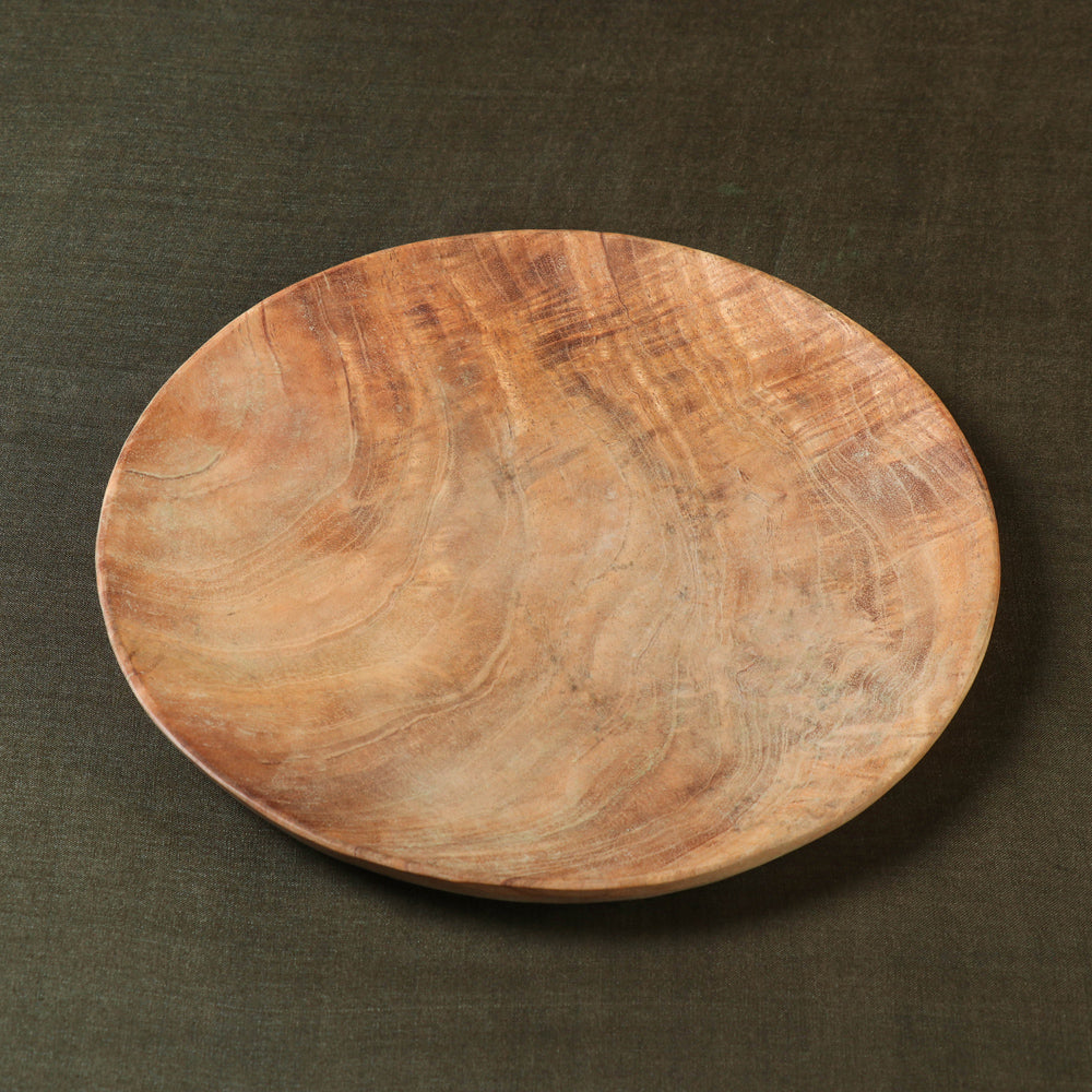 TORA CREATIONS Brown - Hand Carved Natural Neem Wood Dinner Plate (9 in)