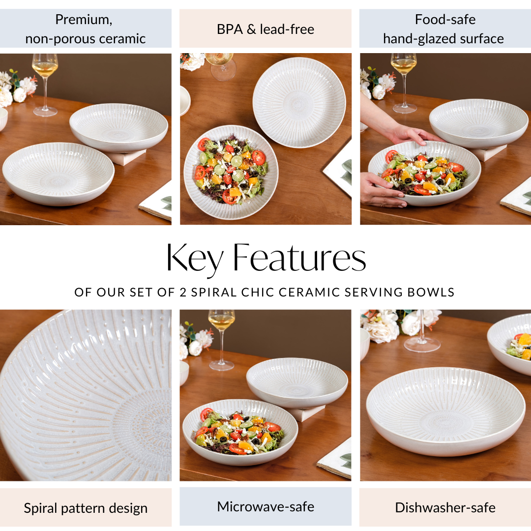 Nestasia Set Of 2 Chic Ceramic Large Buddha Bowls 1800ml - view 5