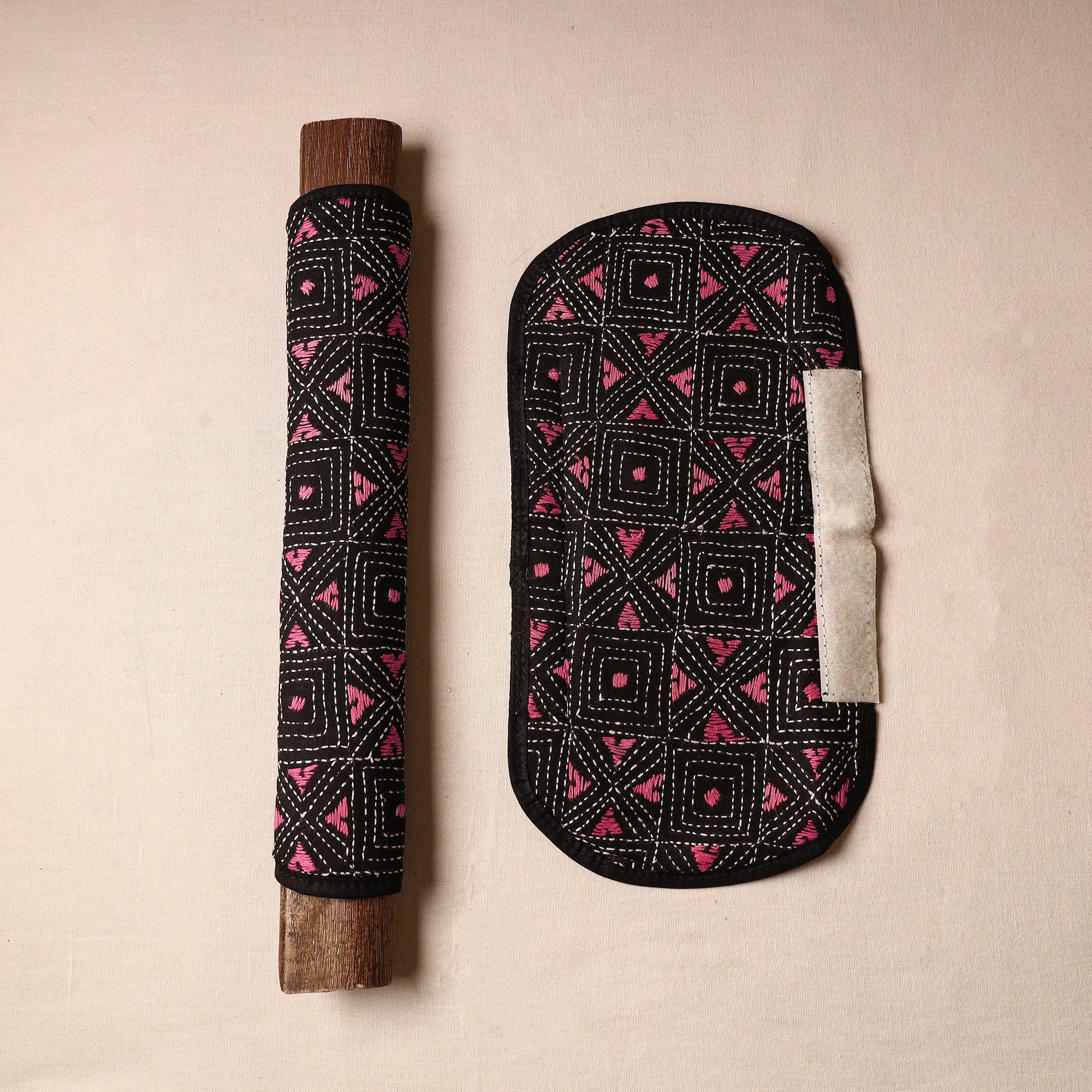 ASALKAAR Bengal Kantha Work Handmade Fridge Handle Cover (Set of 2) 36