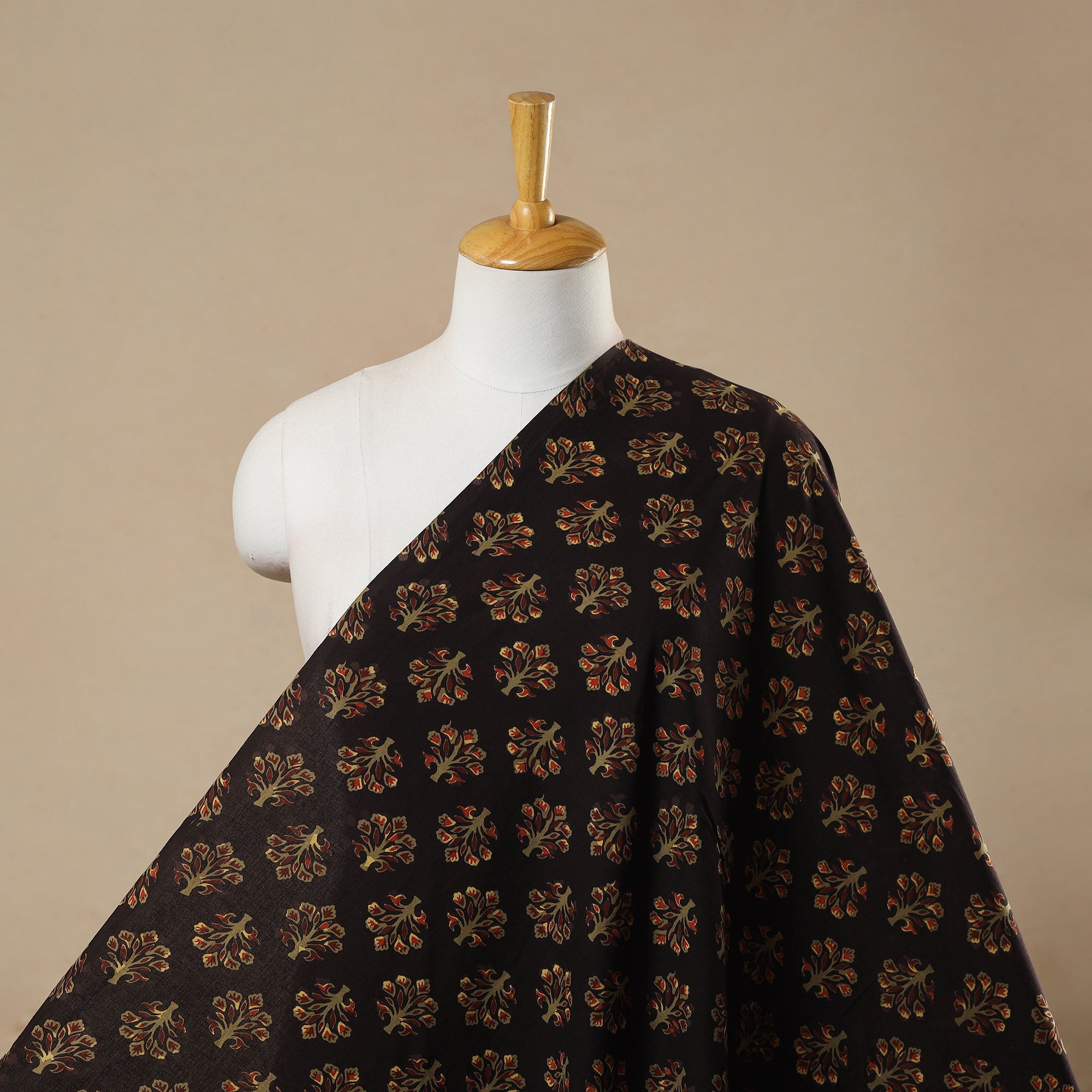 ARTISAN HAND BLOCK PRINTS Brown - Block Print Cotton Jahota Fabric 41