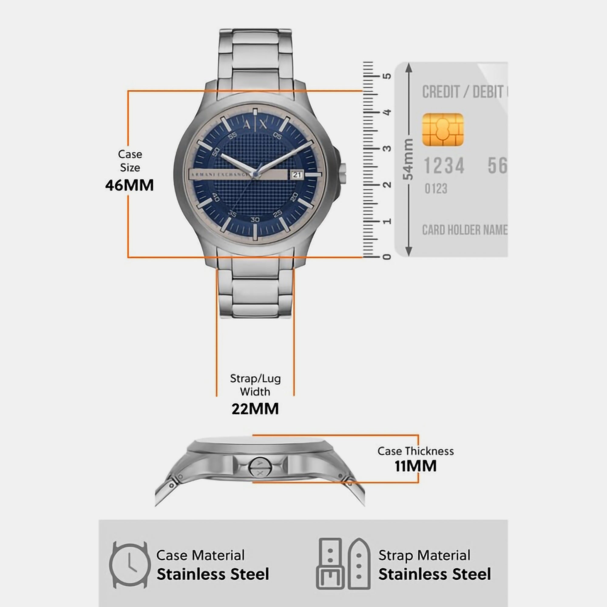 Armani Exchange Hampton Men Quartz Blue Dial Analog Stainless Steel Watch AX2451 - view 2