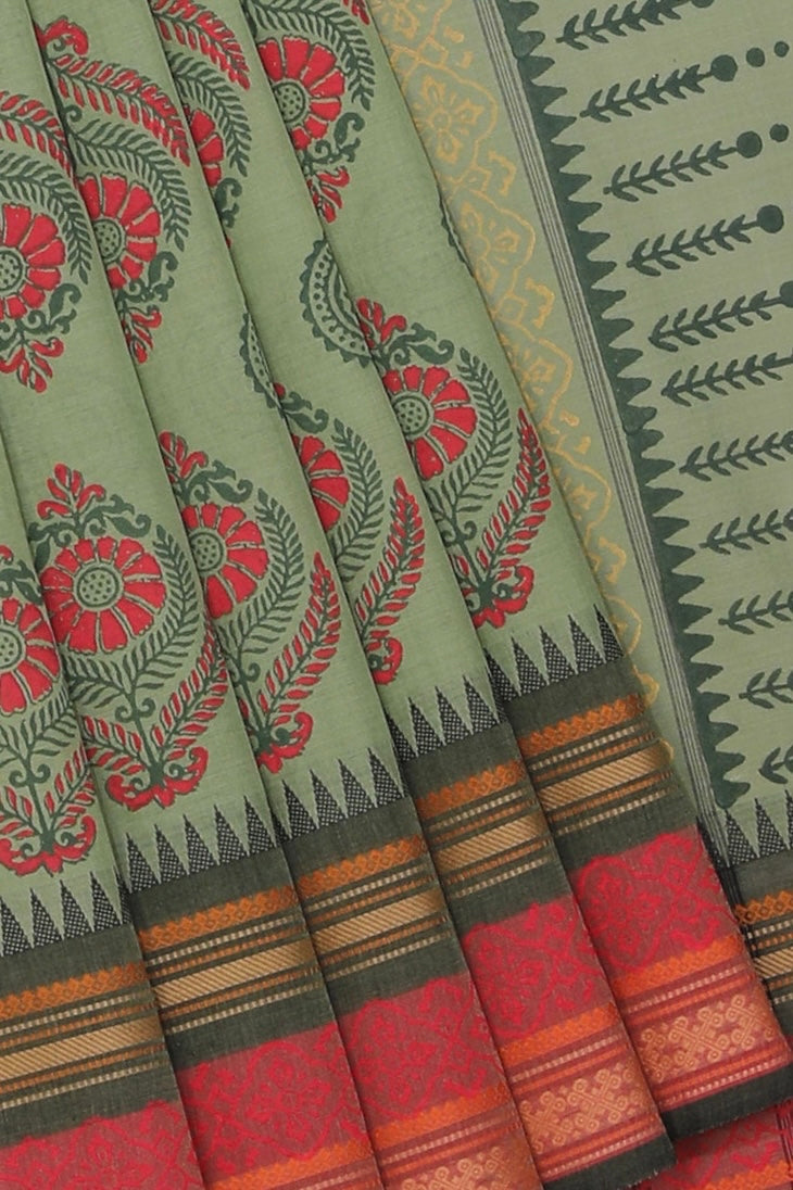 Kalanjali Ethnics Hand block printed cotton saree
