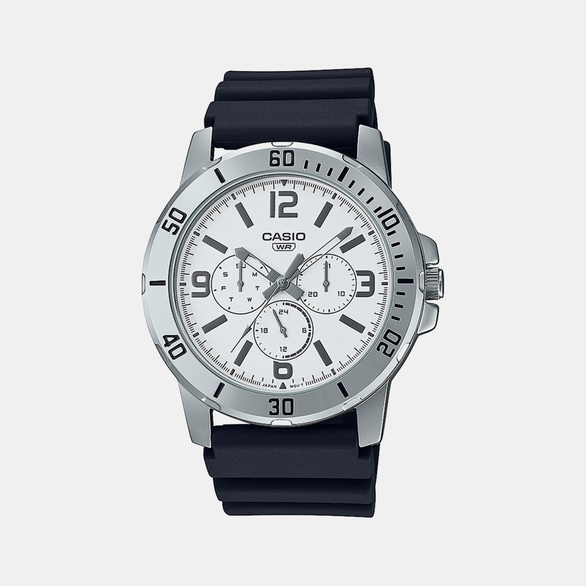 Casio Enticer Men Quartz White Dial Chronograph Resin Watch A2146