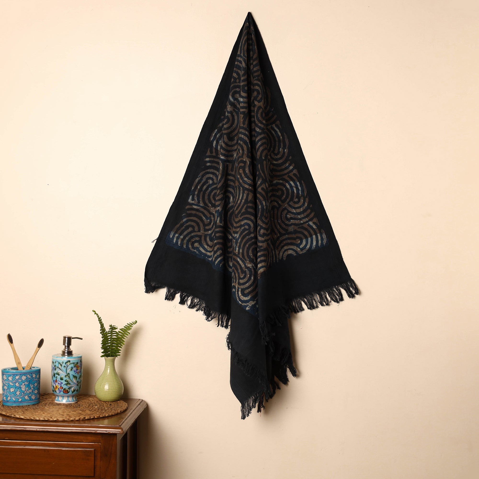 BINDAAS UNLIMITED Black - Handloom Block Printed Cotton Bindaas Towel 19