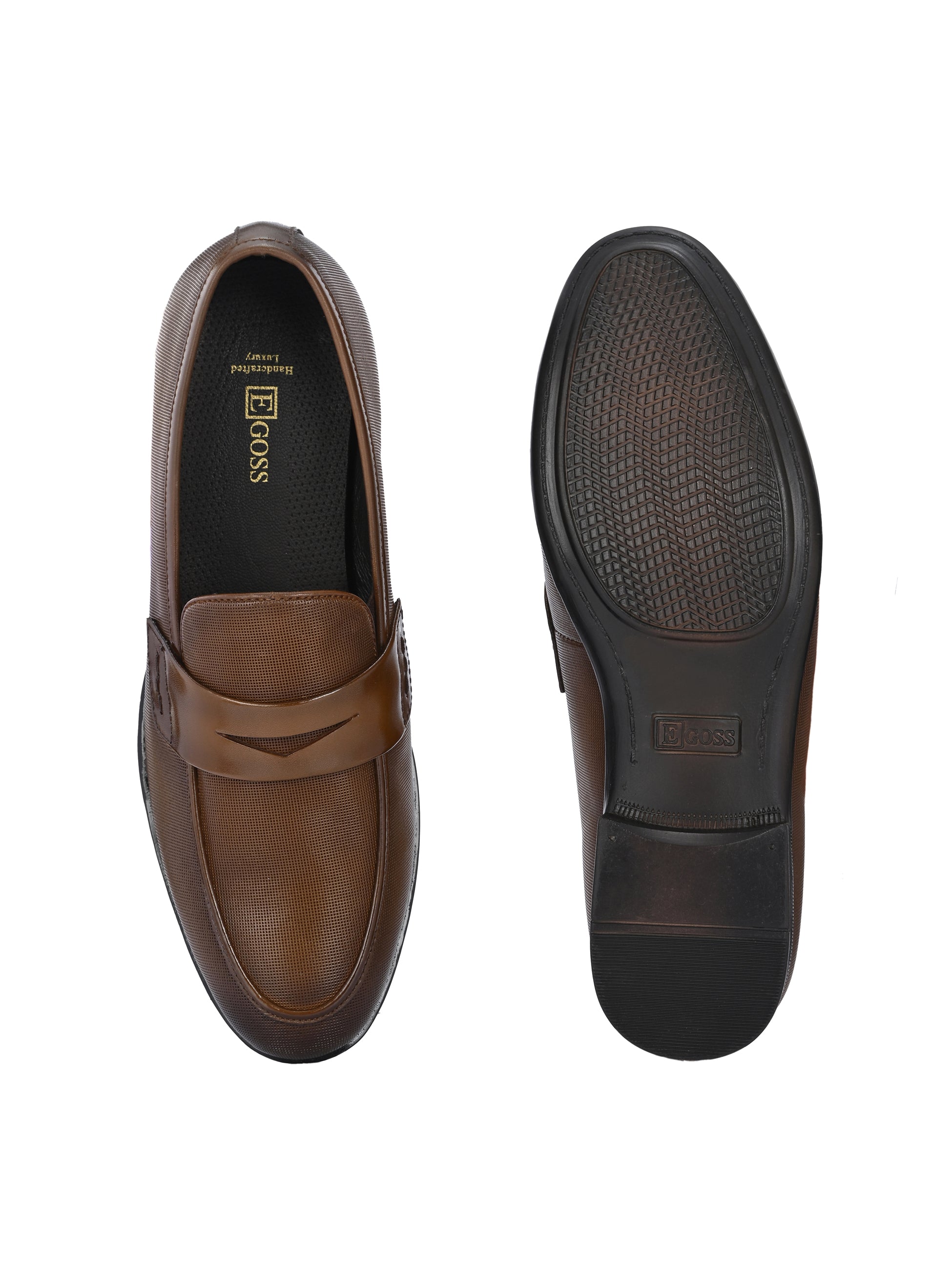 Nova Textured Penny Loafers by Aspeerio – Tan - view 3