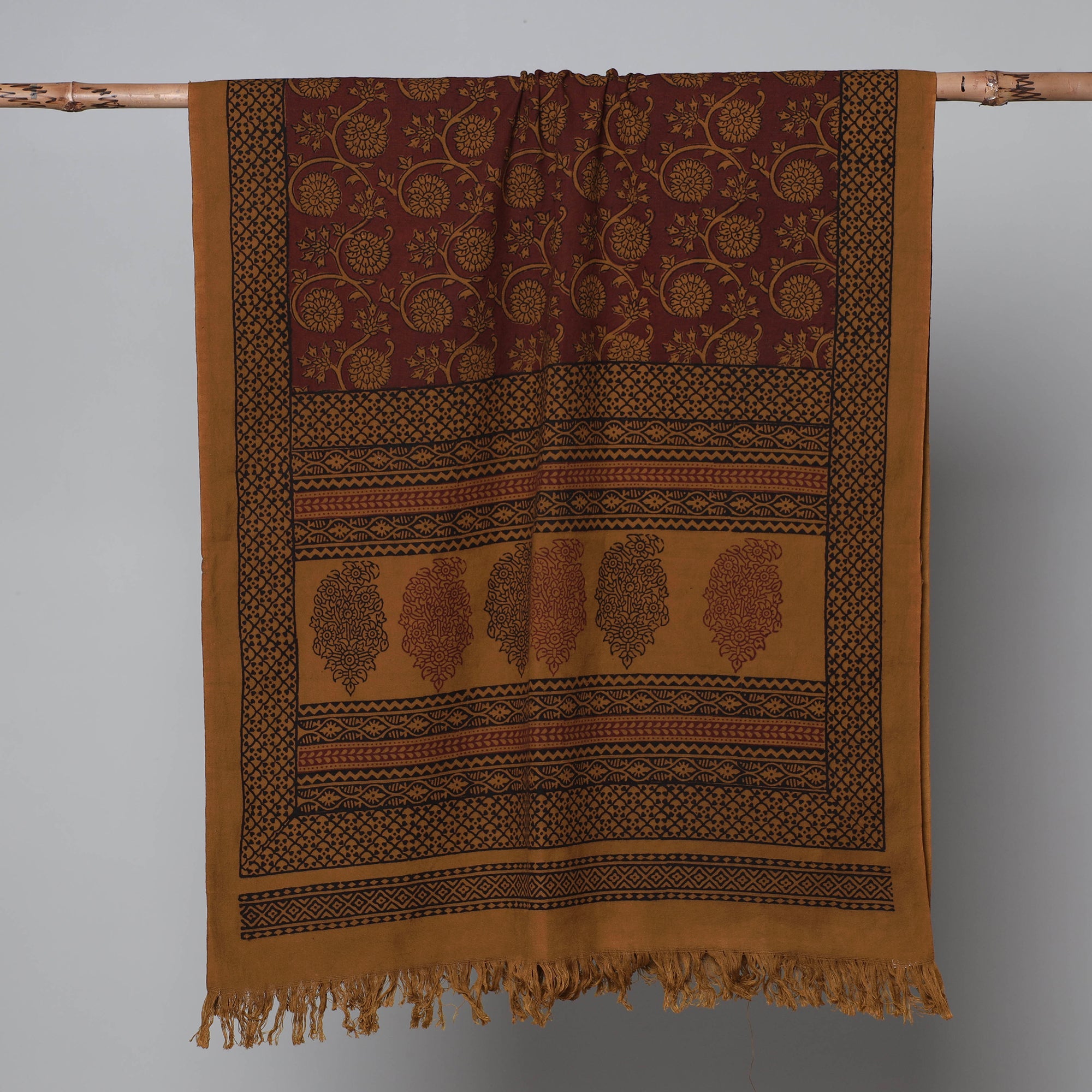 BAGH PRINTS BY UMAR FARUK KHATRI Brown - Bagh Hand Block Printed Handloom Cotton Towel - view 2
