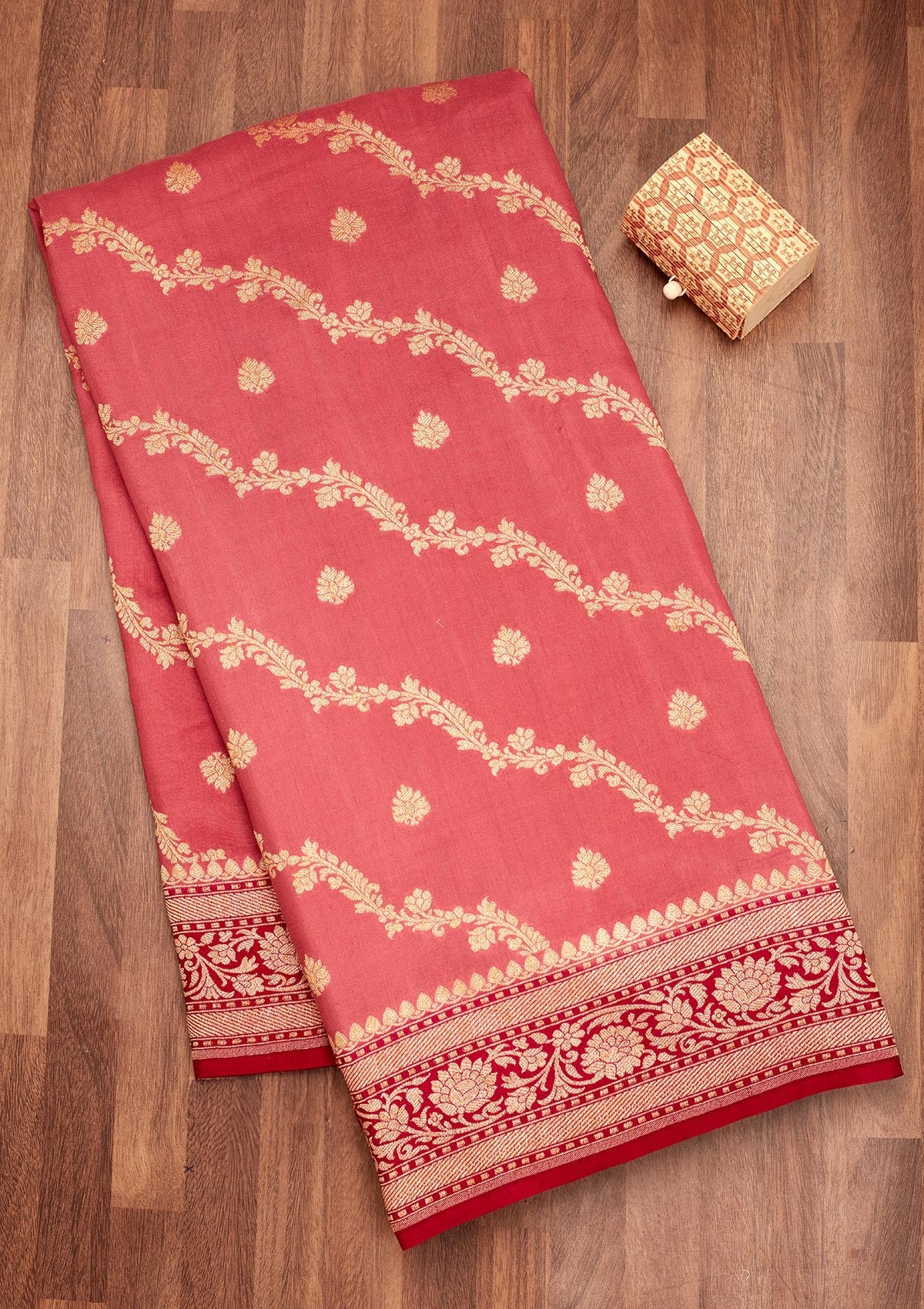 Koskii Onion Pink Zariwork Pure Silk Saree – Women's