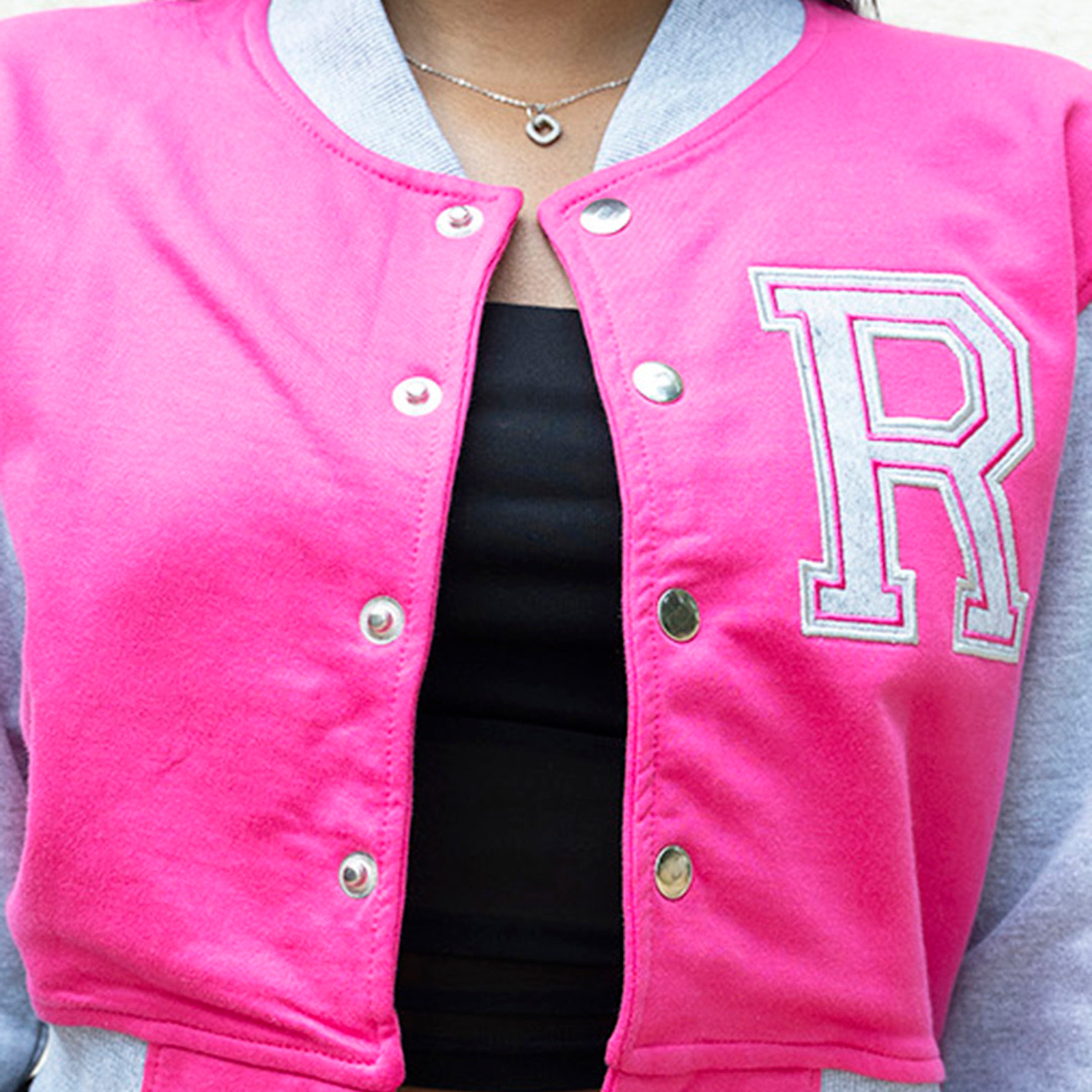 IZF Pink Crop Varsity Jacket - view 5