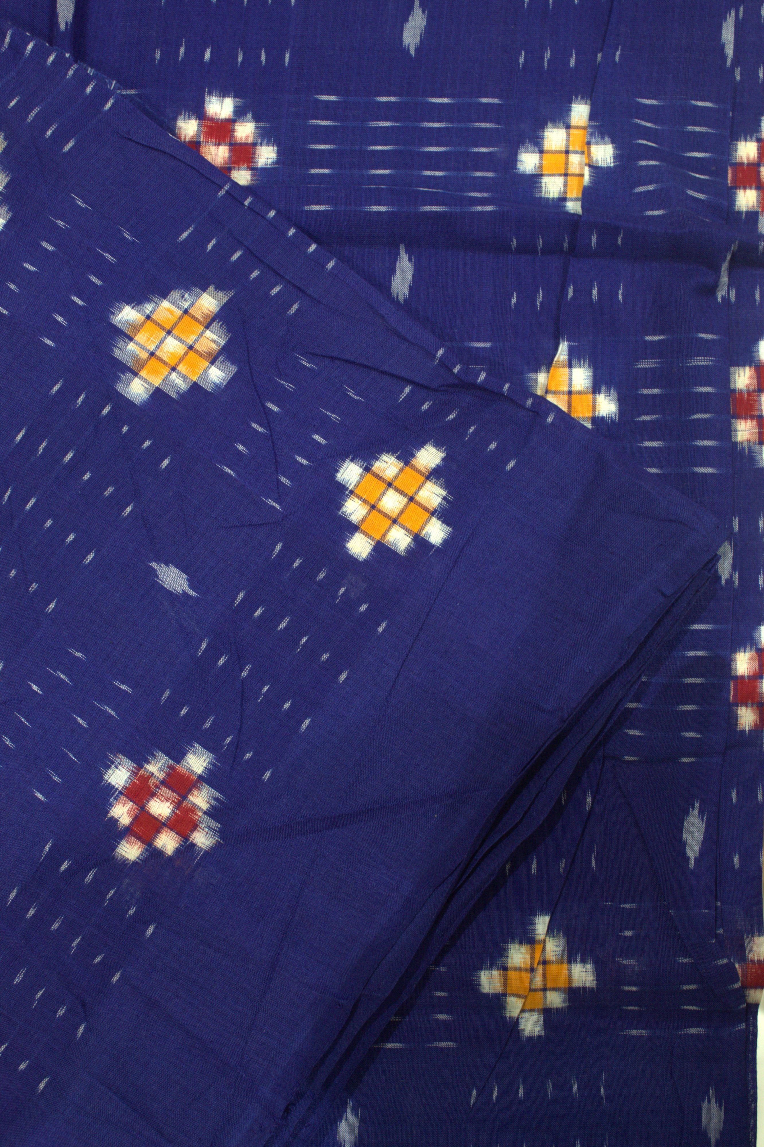 IndianVillèz Blue Pasapali Sambalpuri Ikat Cotton Fabric - view 2