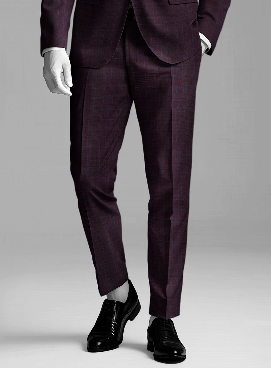 StudioSuits Napolean Gisde Glen Purple Wool Pants - view 2
