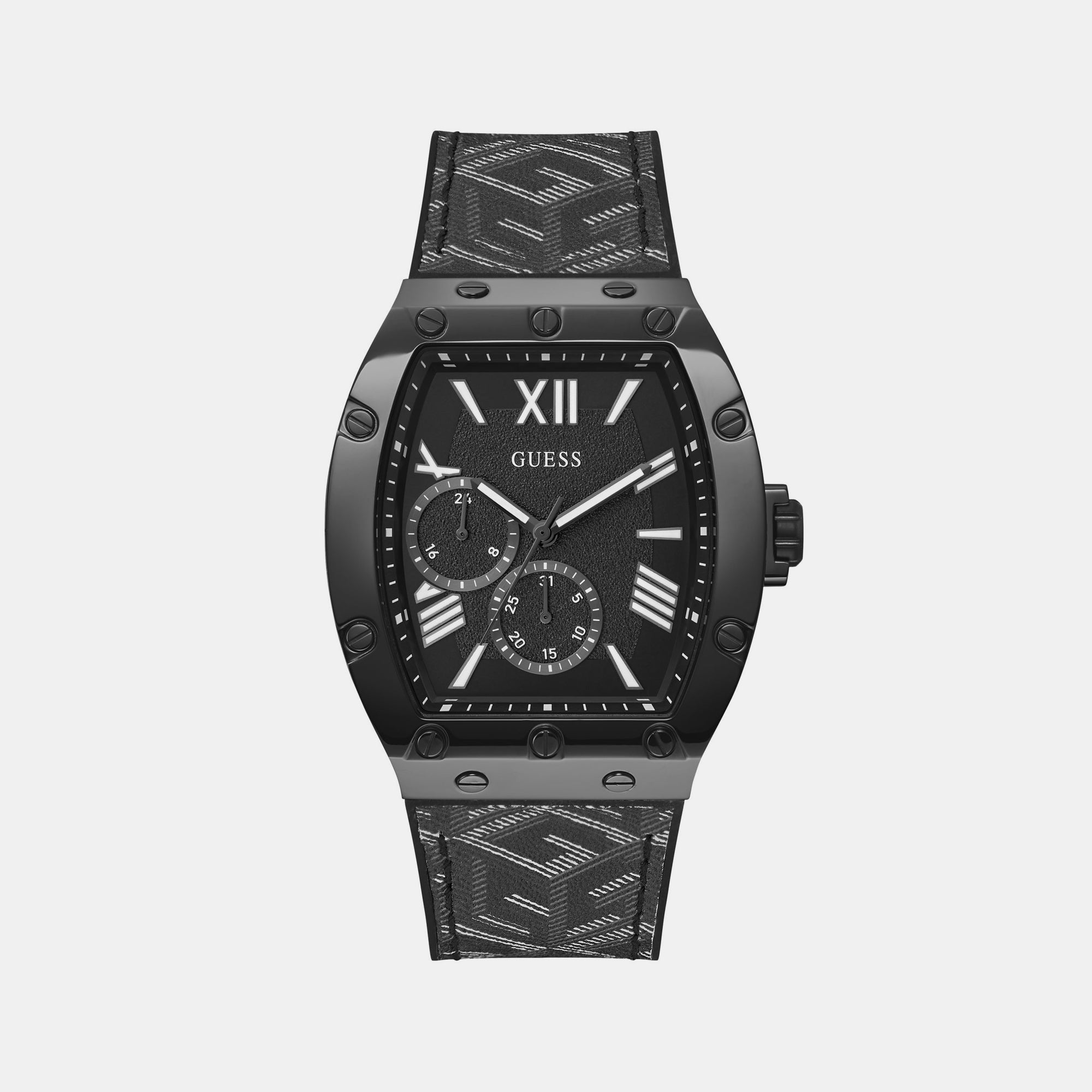 Guess Falcon Men Quartz Black Dial Chronograph Leather Watch GW0645G2