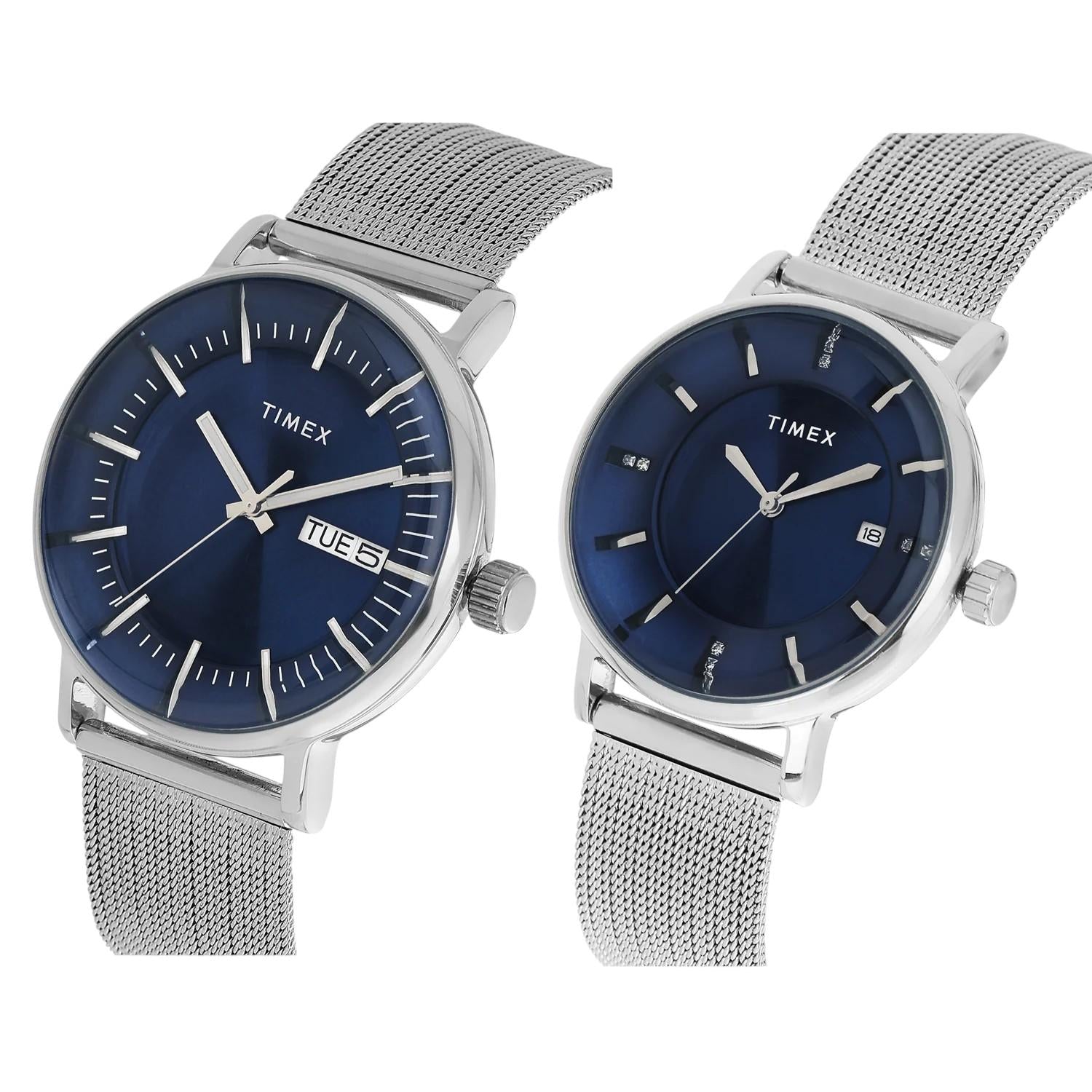 Timex Fashion Couple Quartz Blue Dial Analog Stainless Steel Watch TW00PR323 - view 2