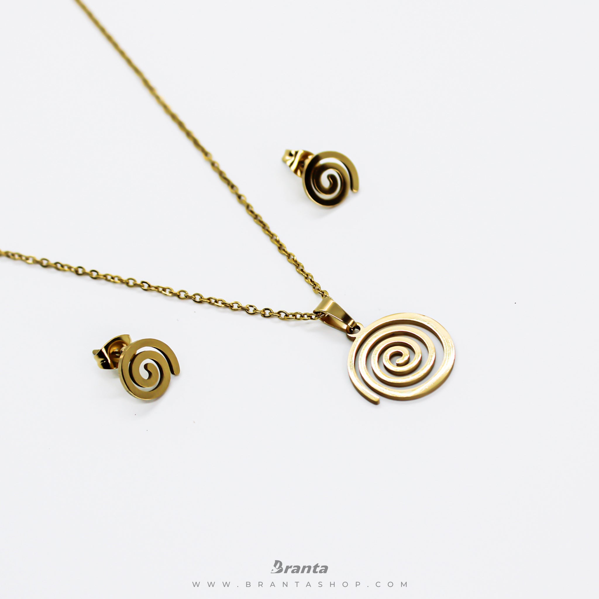 Branta Spinning Pattern Pendent Necklace and Earring Set For Women