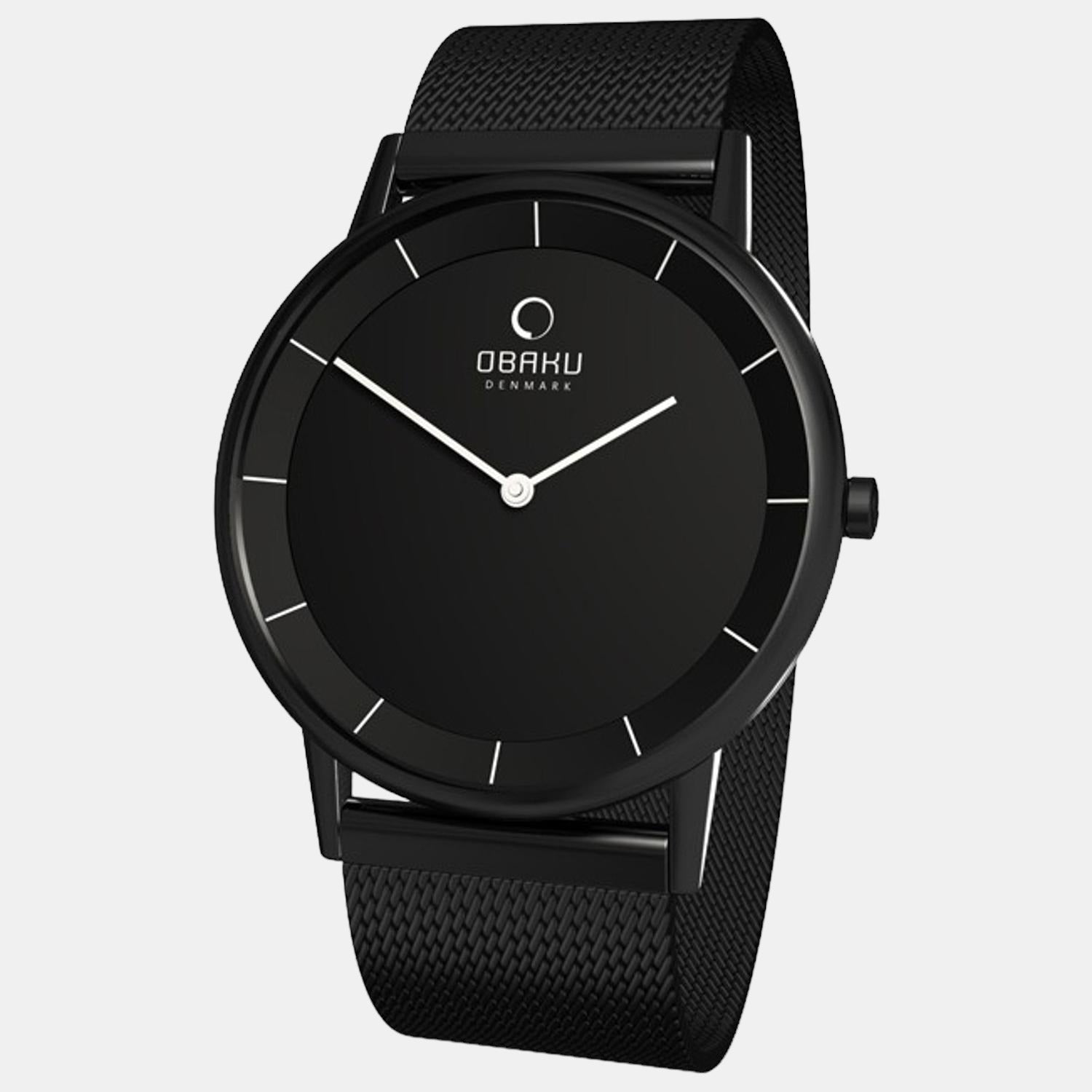 Obaku Banke Men Quartz Black Dial Analog Nylon Watch V143GBBMB - view 2
