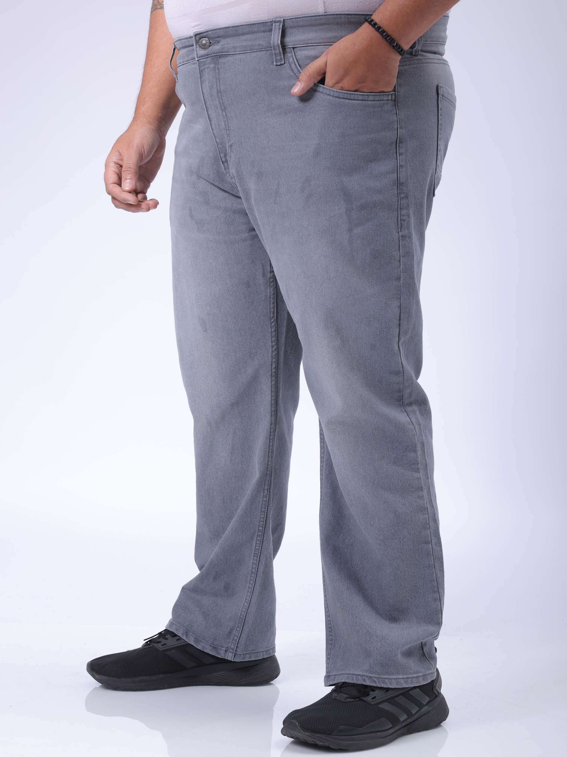 HARDSODA Men's Plus Size Grey Vintage Straight Fit Solid Jeans - view 2