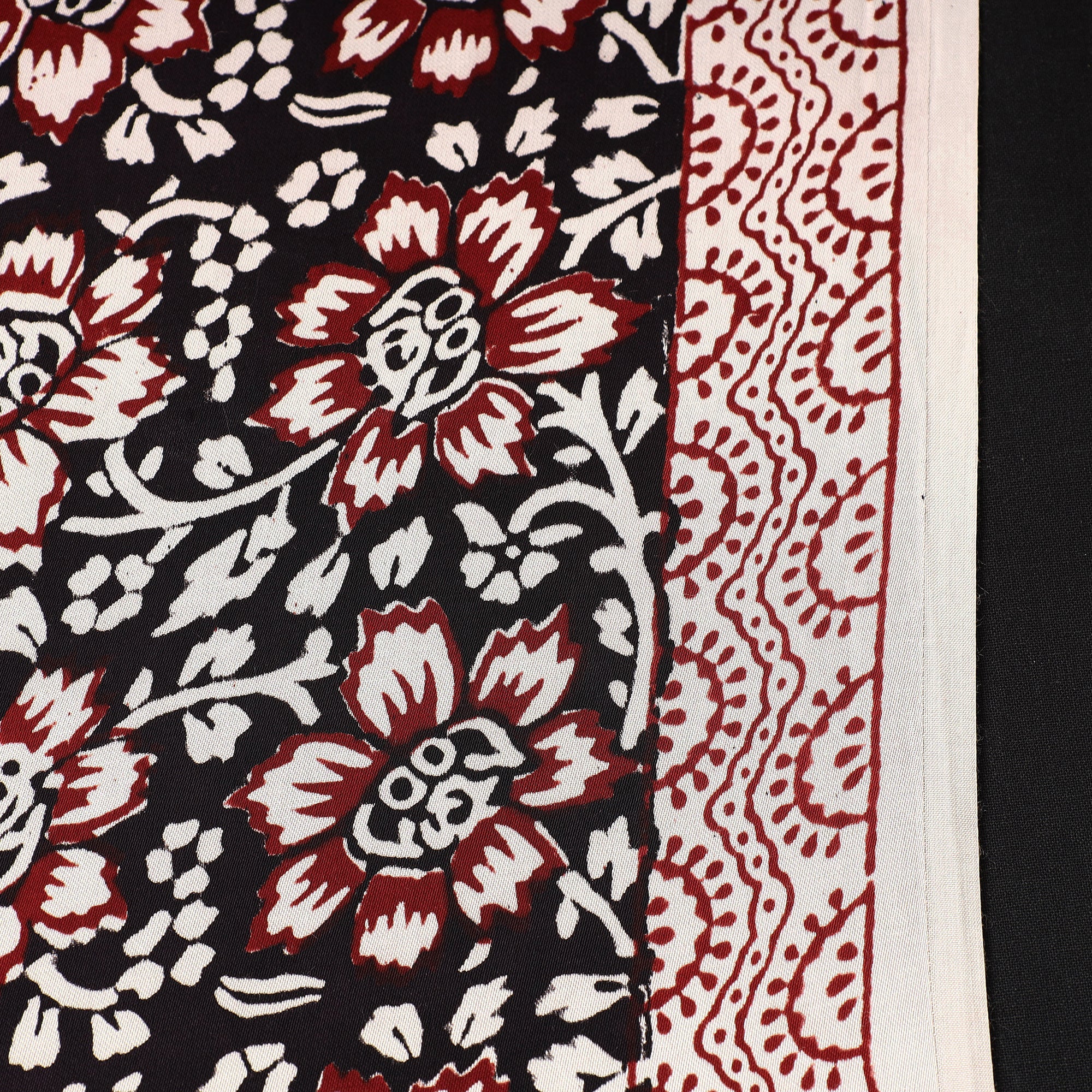 BAGH PRINTS BY MOHAMMED RAFIK KHATRI Black - Bagh Block Printed Modal Silk Fabric - view 4