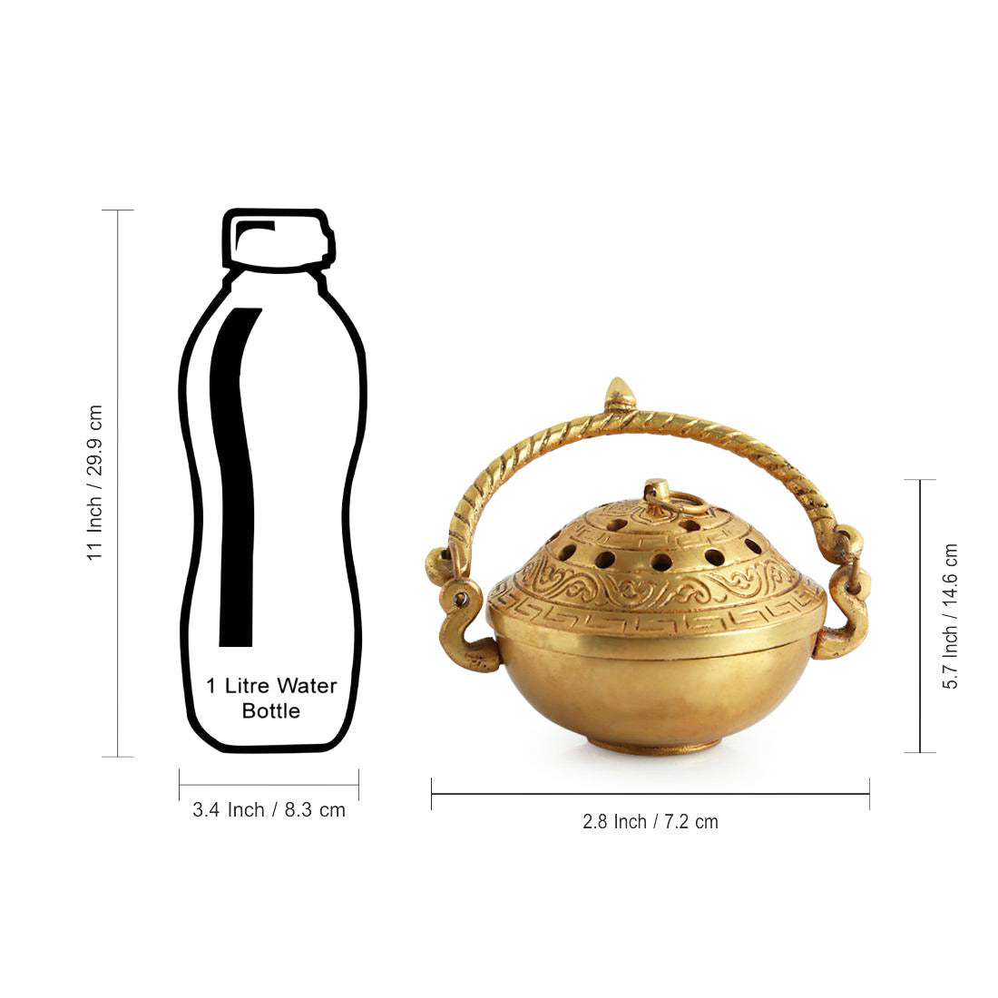 EXCLUSIVELANE 'Inaayat' Dhoop Dani Brass Incense Burner (Hand-Etched, 4 Inch, 0.6 Kg) - view 5