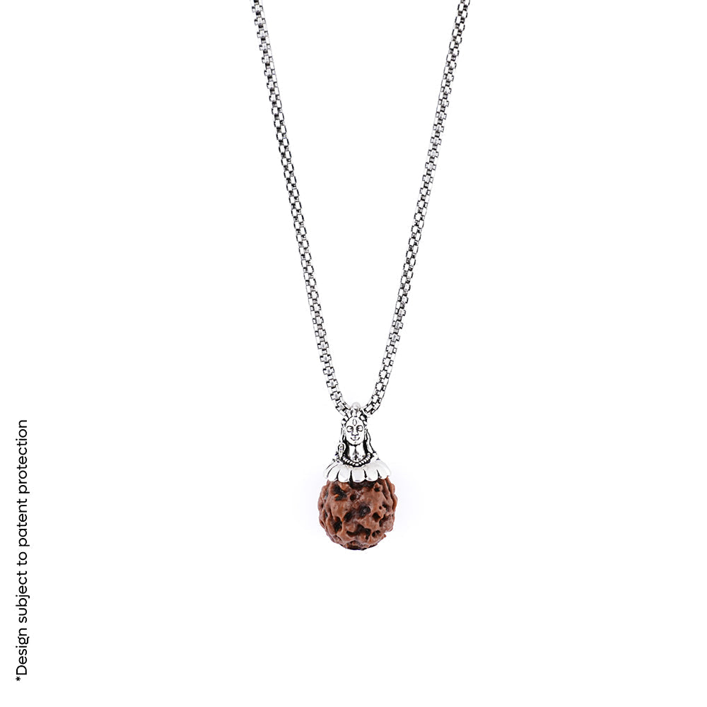 Prinjal Jewellers Adiyogi Pendant (3 Mukhi Nepali Rudraksha) With Chain - view 4