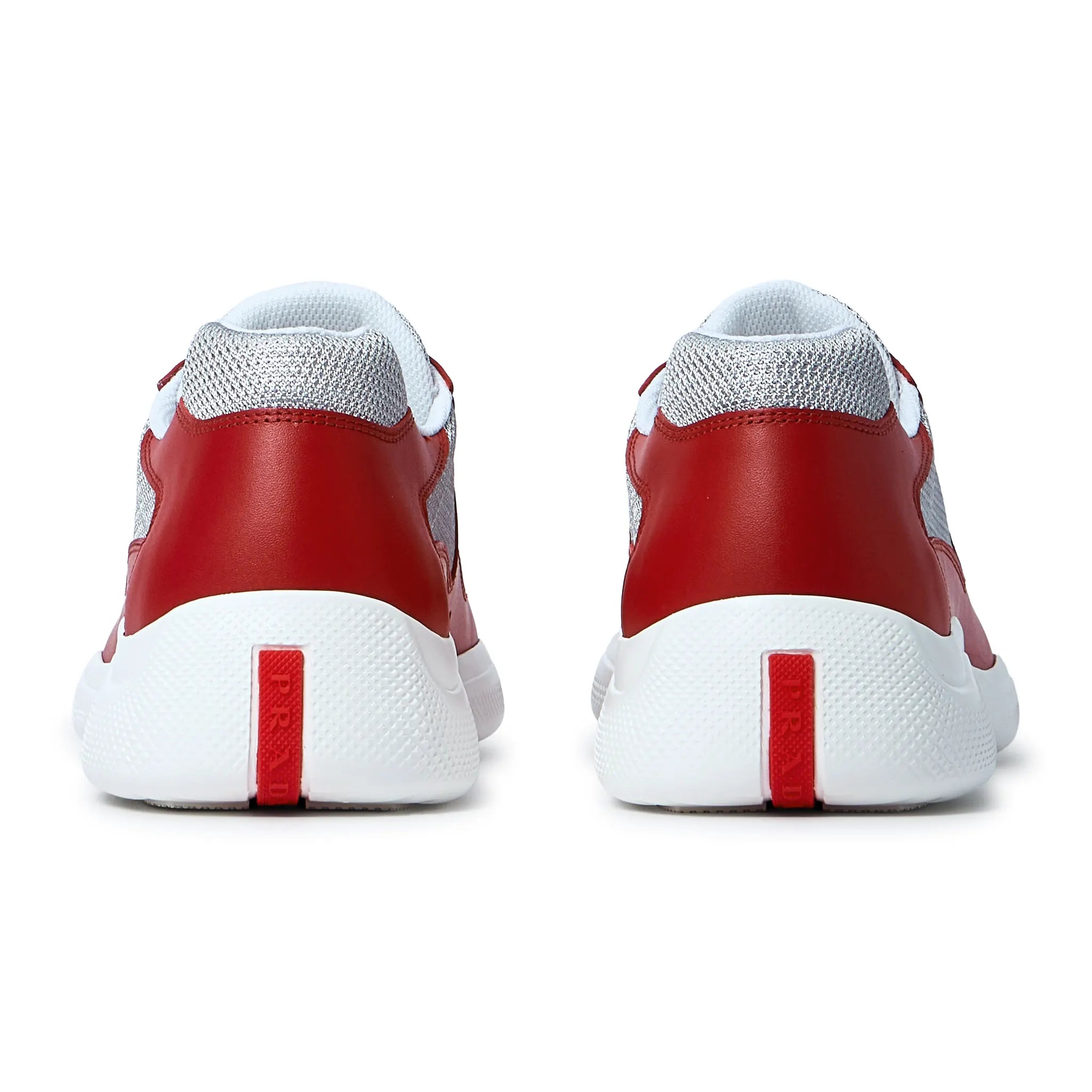 Prada Americas Cup Soft Rubber And Bike Fabric Red Silver Sneaker - view 4