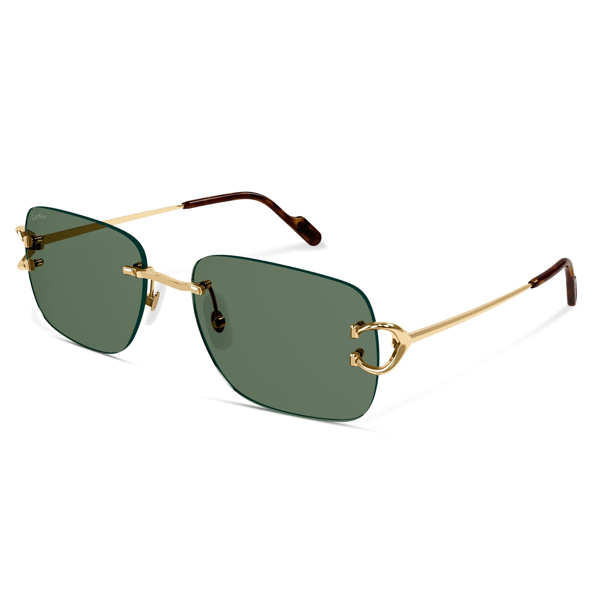 Cartier Eyewear CT0330S-005 C Decor Gold Green Rimless Sunglasses - view 2