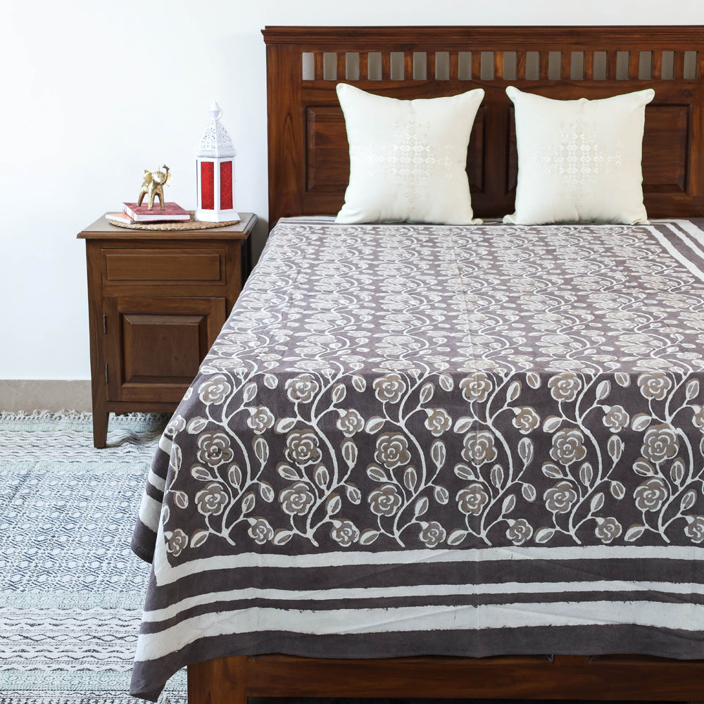 BINDAAS UNLIMITED Brown - Block Art Print Cotton Single Bindaas Bed Sheet (93 x 60 in)