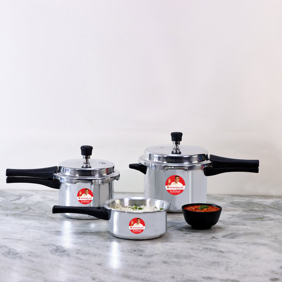 Wonderchef Platinum (2L, 3L & 5L) Pressure Cooker Combo Set,
