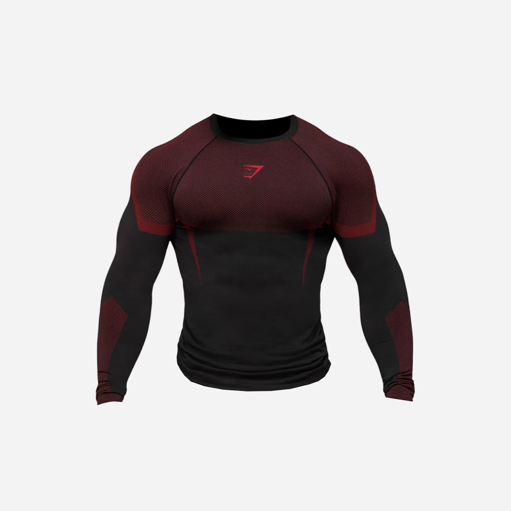 GYMSHARK Onyx 5.0 Seamless Long Sleeve T-shirt Black/Carmine Red