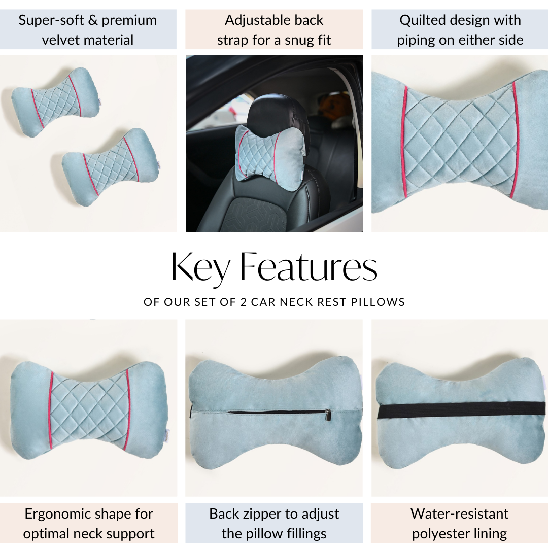 Nestasia Ergonomic Velvet Car Neck Pillows Set Of 2 - view 5