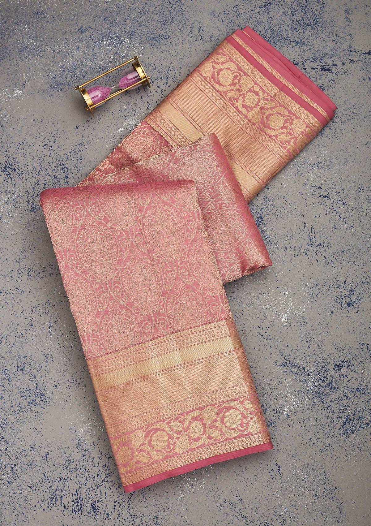 Koskii Onion Pink Zariwork Pure Silk Saree – Women's