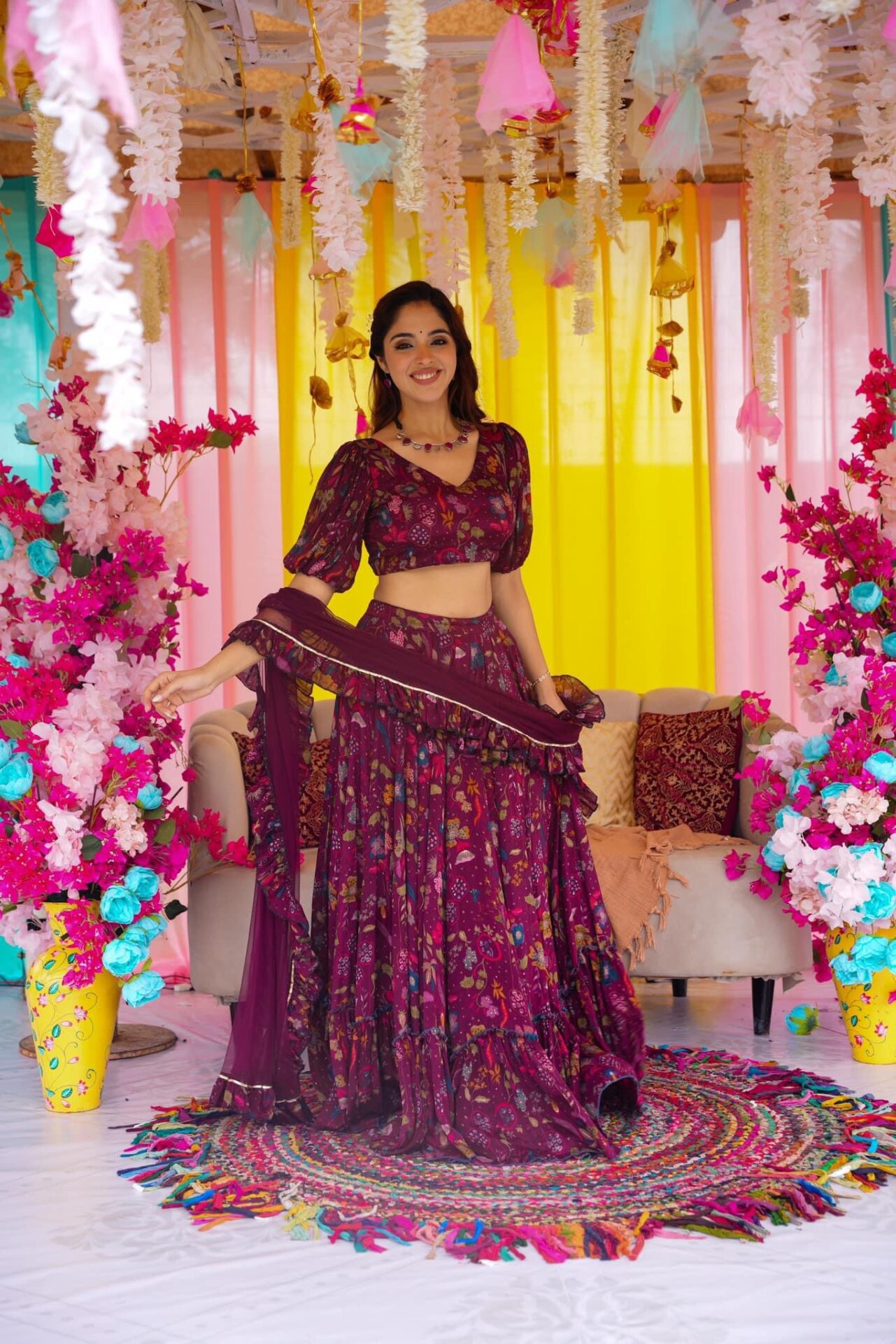 Idaho-o Sapphire graceful chinon lehenga set – Women's - view 2