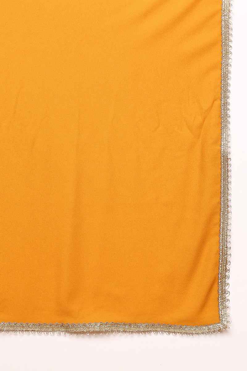 Ahika Mustard Yellow Georgette Solid Embroidered Straight Palazzo Suit Set PKSKD2521YLW - view 7