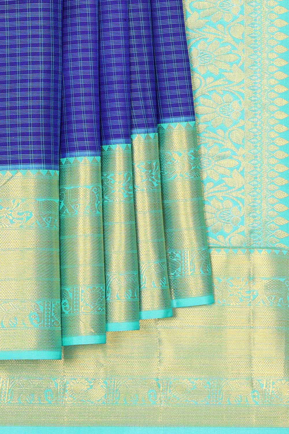 Kalanjali Kanchi Pattu Royal Blue Saree – Women's