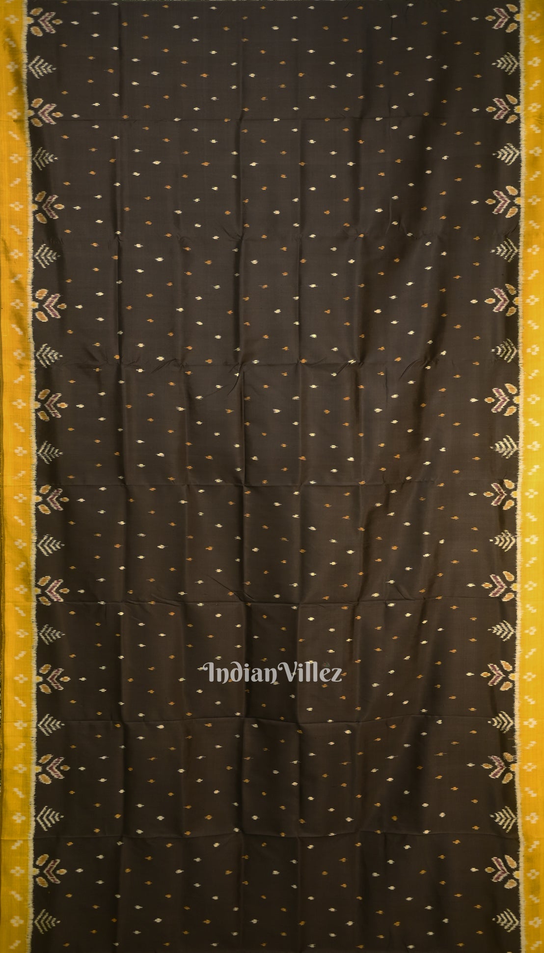 IndianVillèz Black Yellow Pasapali Border Contemporary Silk Saree - view 4