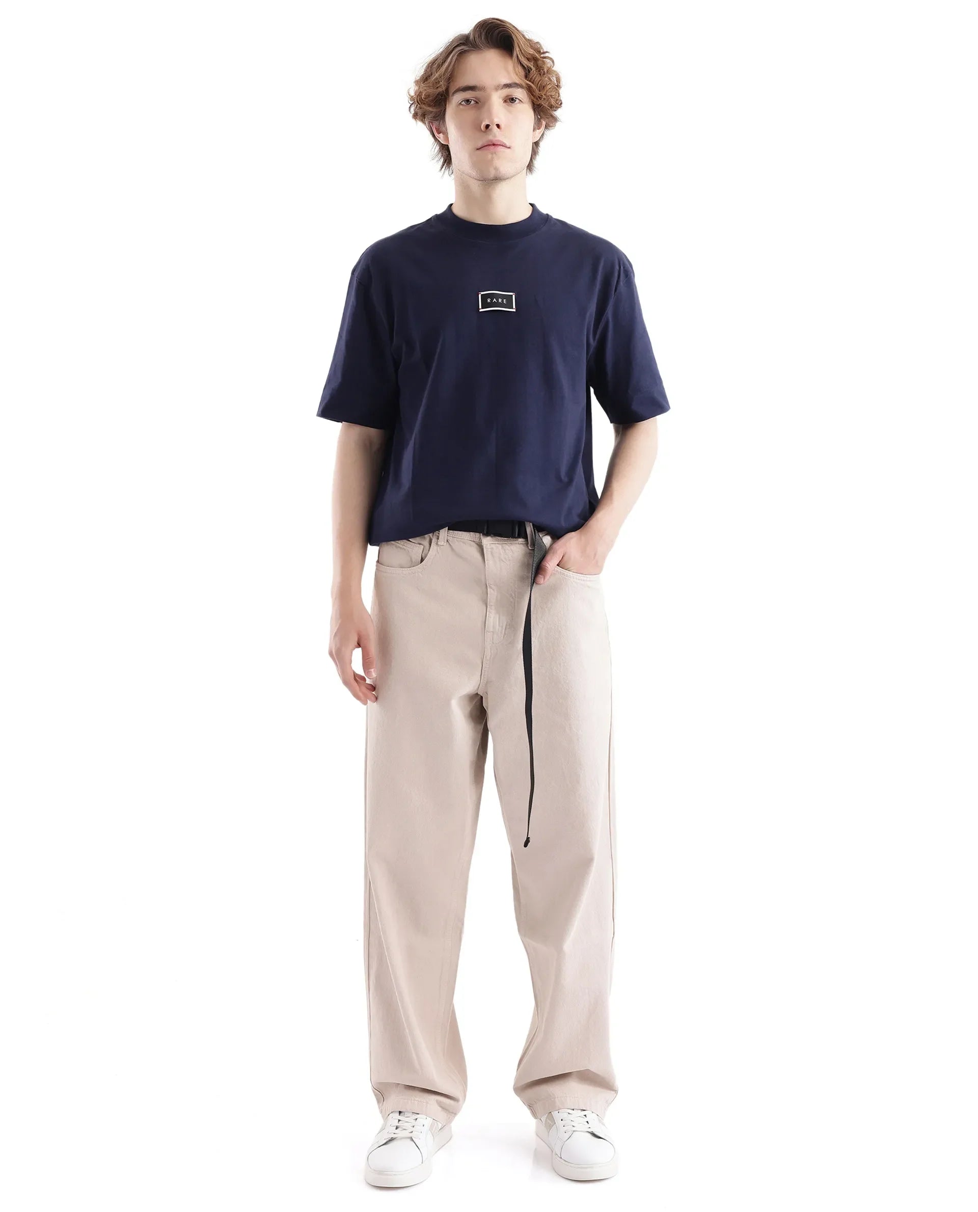 Rare Rabbit Men's Niret Beige Cotton Fabric Plain Jeans