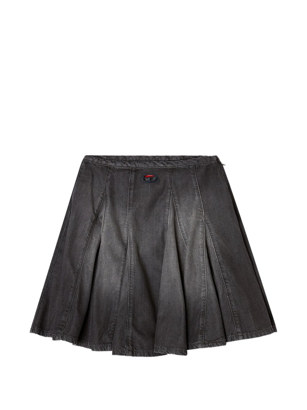 Diesel Short pleated skirt in lightweight denim