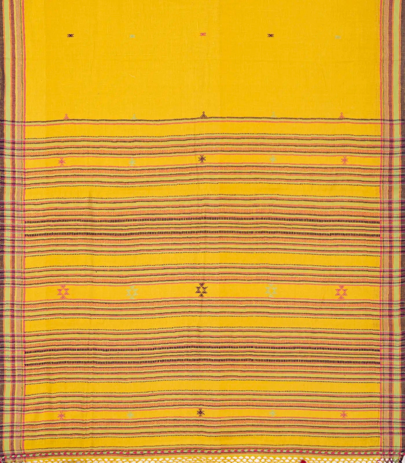 RmKV Mustard Handloom Bhujodi Cotton Saree With Buttas - view 2