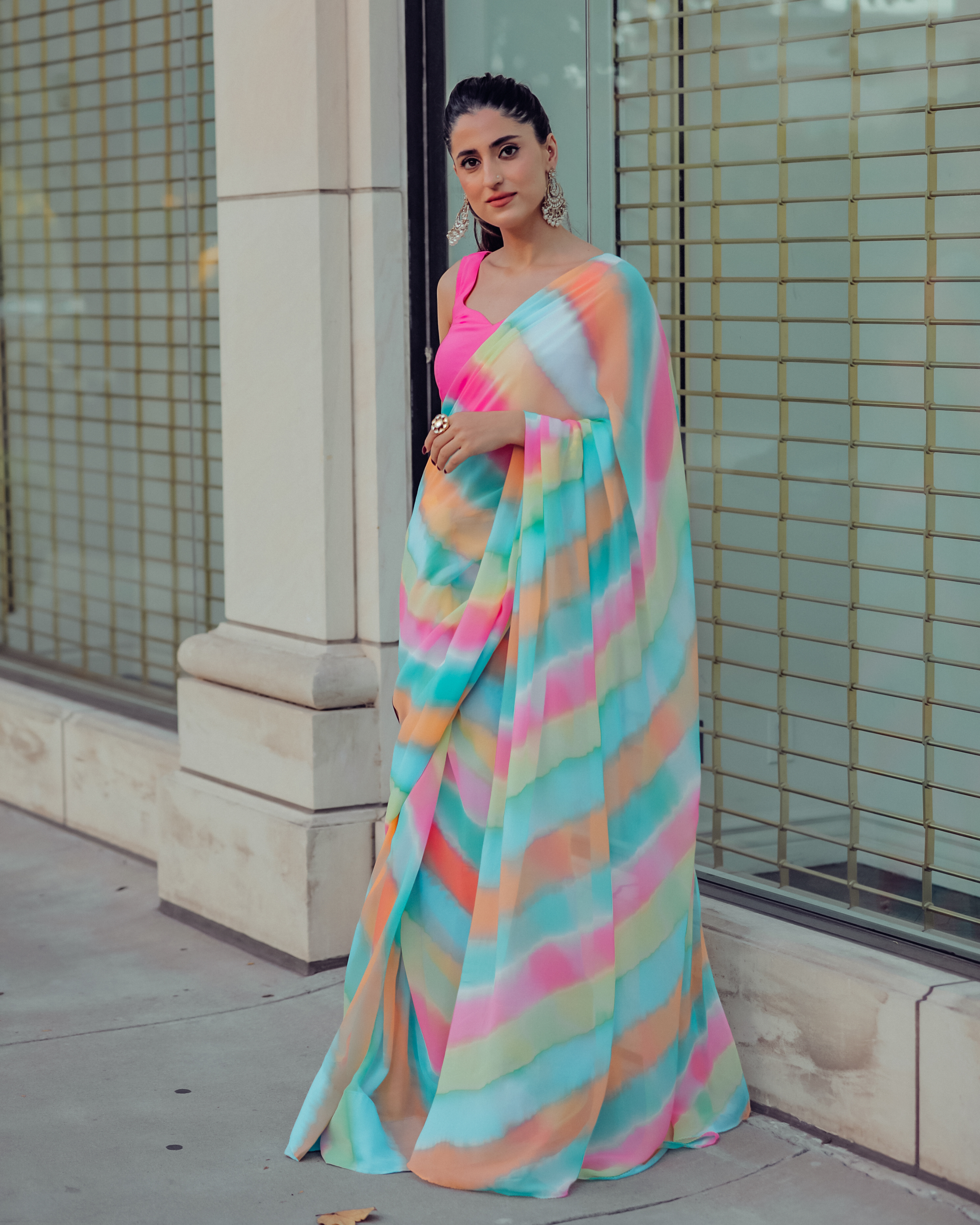 Aachho Jazzy Mix Leheriya Pure Chiffon Saree – Women's - view 6