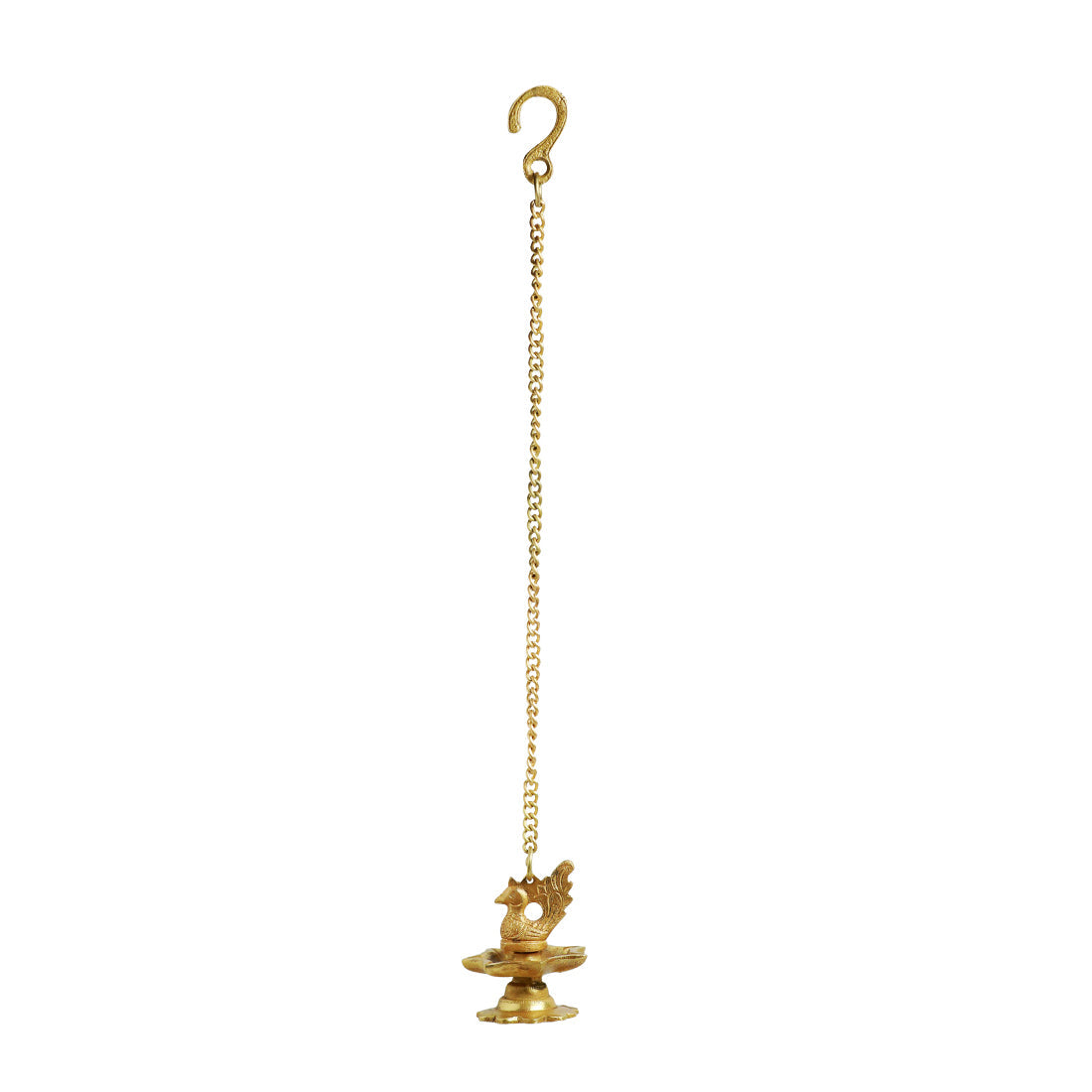 EXCLUSIVELANE 'Flying Swans' Hand-Etched Decorative Hanging Diya Set In Brass (7 Wicks) - view 5