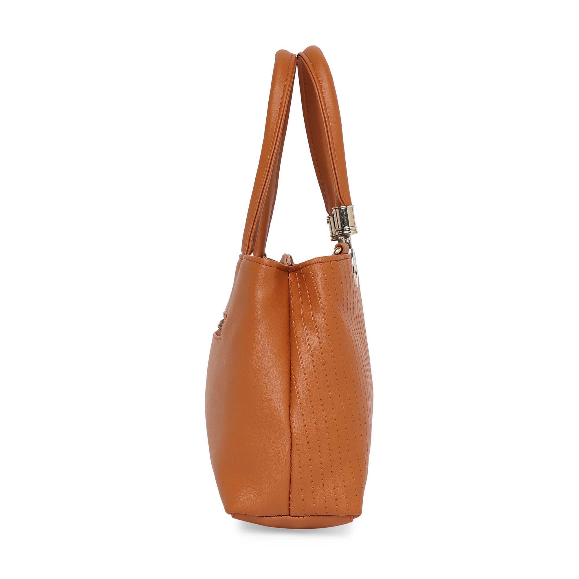 Peachmode Seller Brown Women Vegan Leather Handbag With Belt - view 3