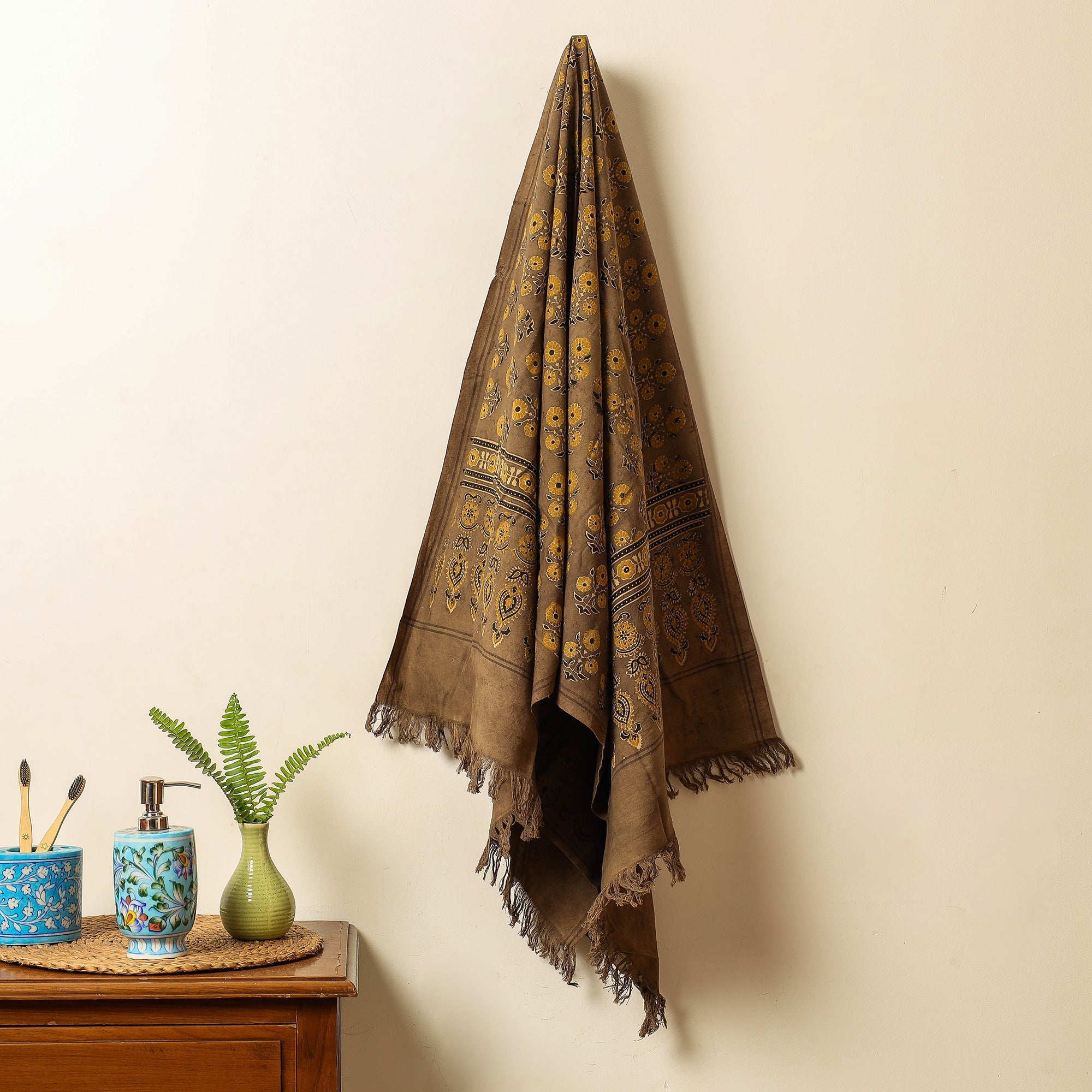 KACHCHH JI CHHAAP Brown - Block Print Cotton Ajrakh Handloom Towel