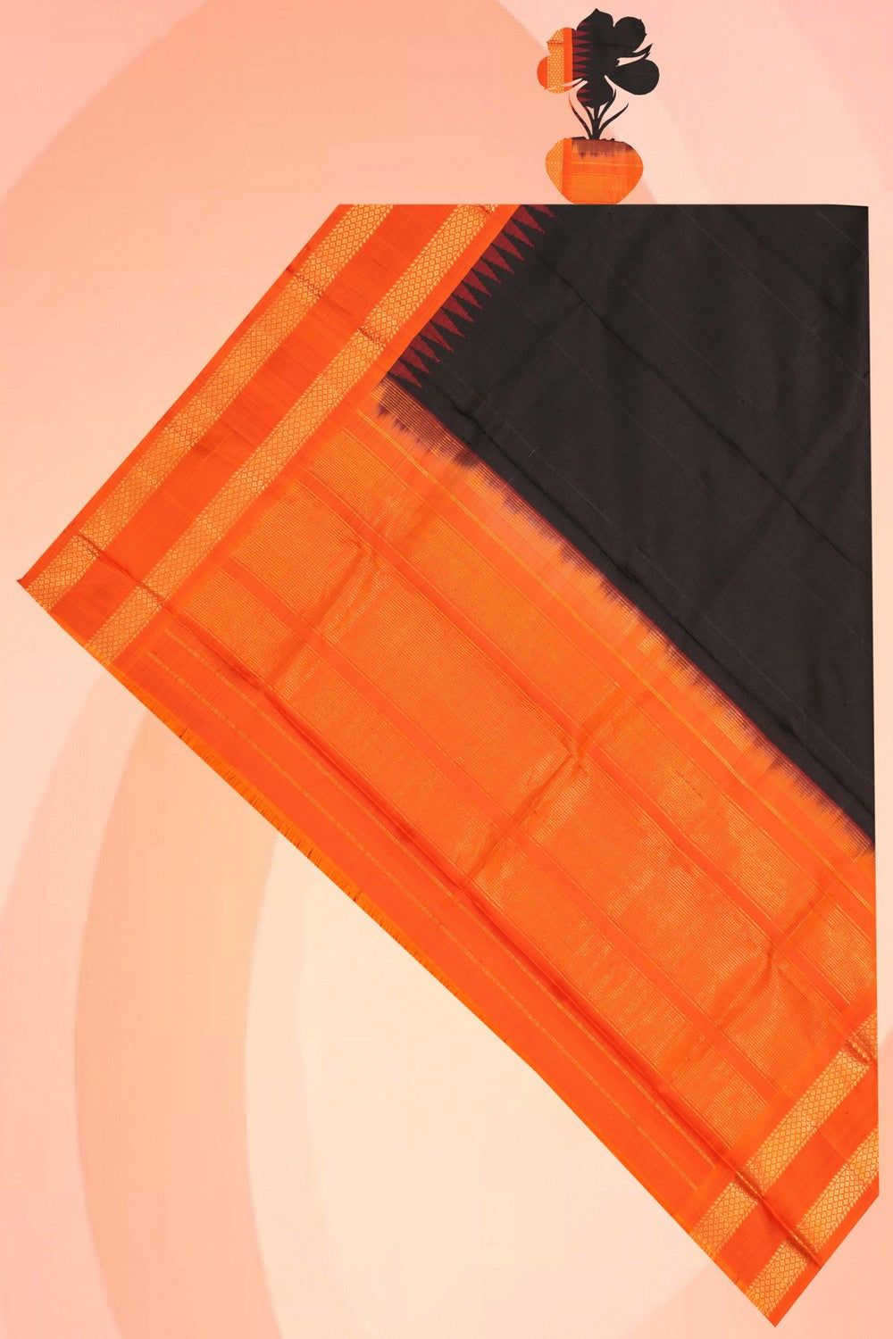 Kalanjali Gadwal Silk Plain Black Dupatta