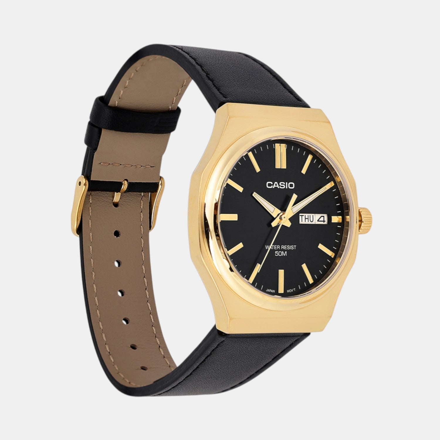 Casio Enticer Men Quartz Black Dial Analog Leather Watch A2420 - view 2