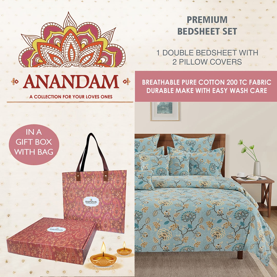 Swayam India Anandam Double Bedsheet with 2 Pillow Covers - 14081