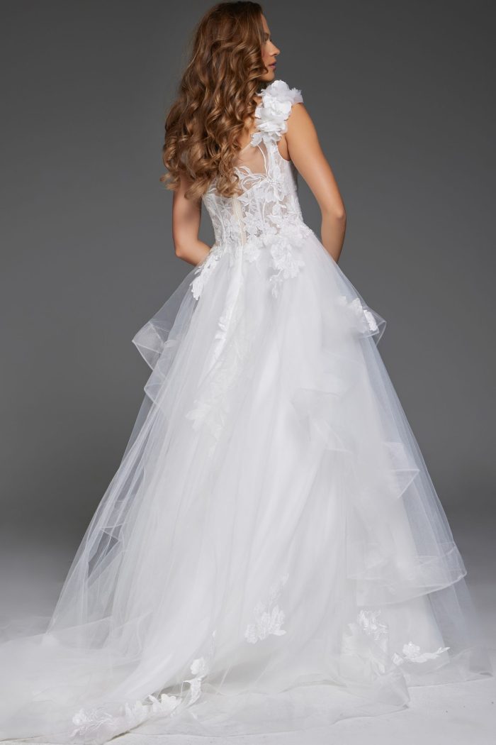 Jovani JB43314 Ballgown Long Floral Detail Wedding Dress - view 2