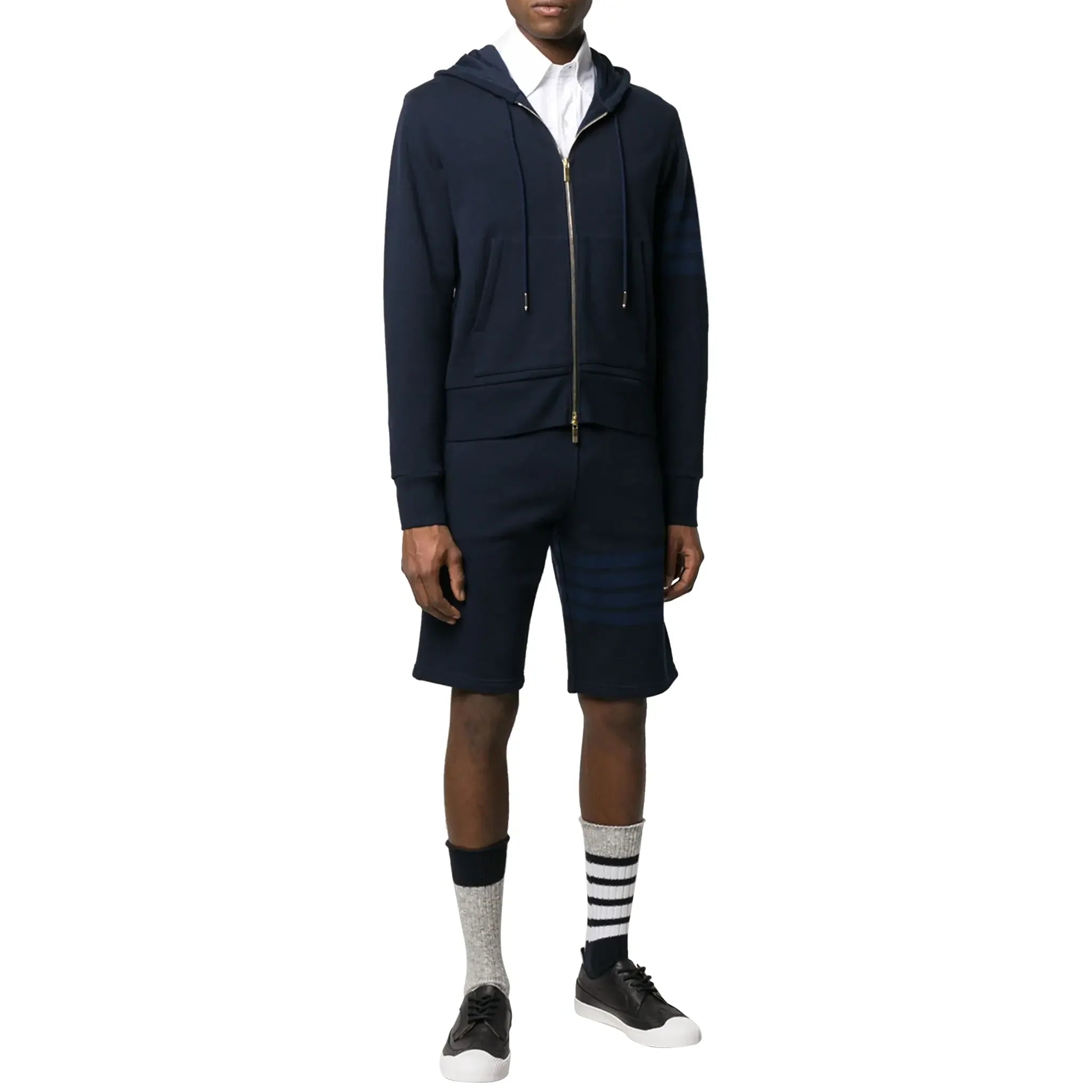 Thom Browne Classic Loopback 4-Bar Tonal Full Zip Blue Hoodie - view 4