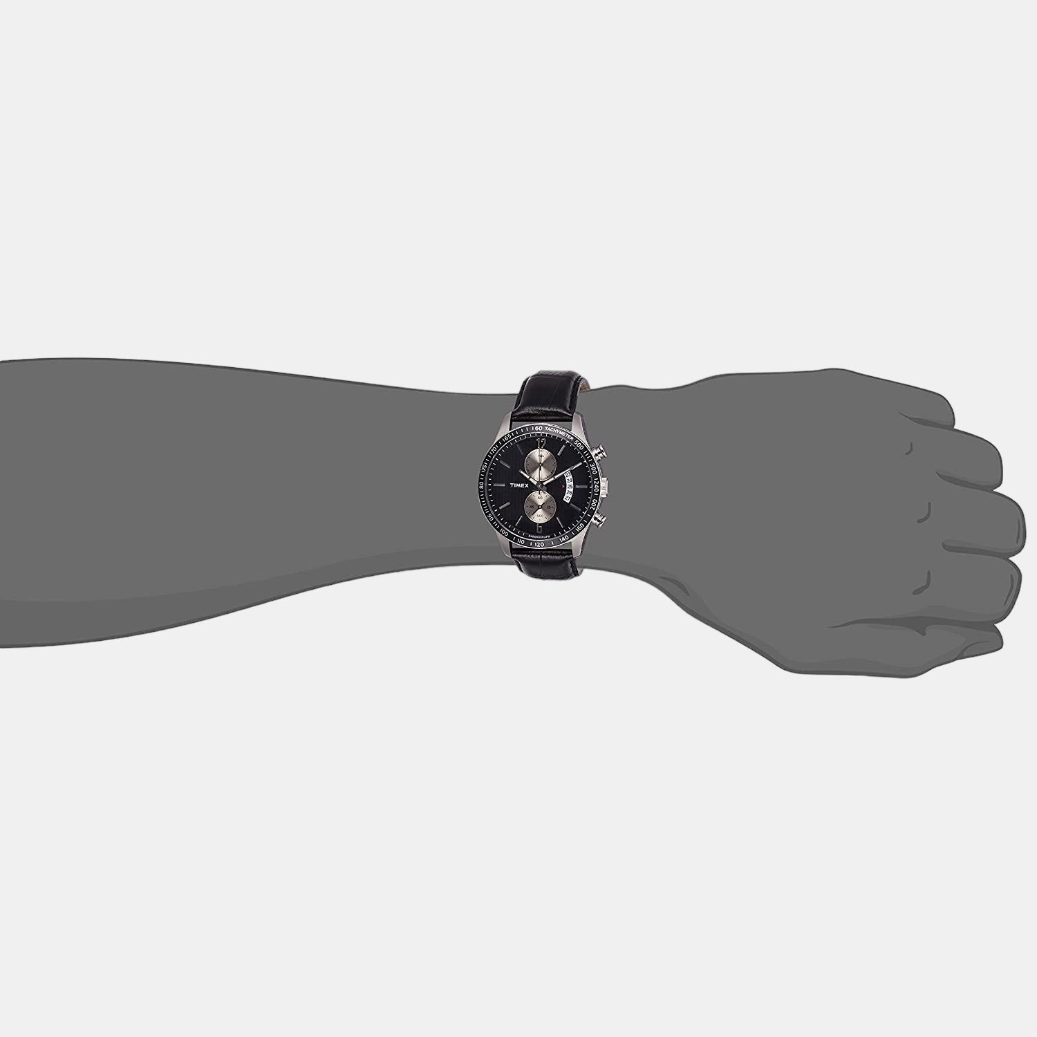 Timex E Class Men Quartz Black Dial Chronograph Leather Watch TWEG14900 - view 4