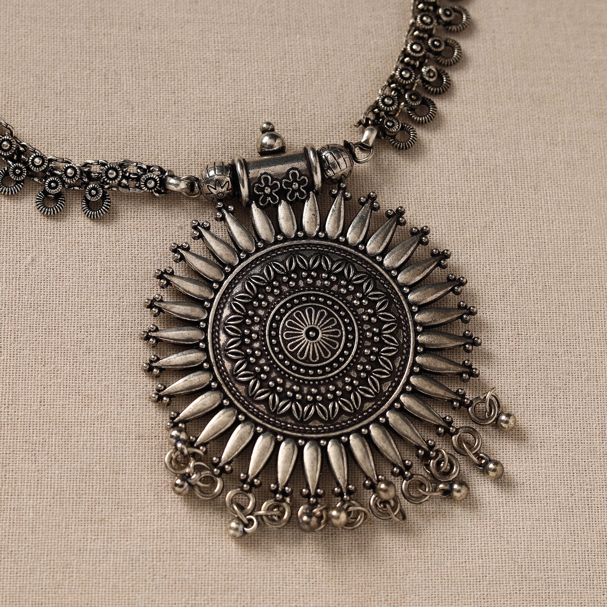WHITE RIVER STORIES Antique Finish Oxidised White Metal Necklace 67 - view 2