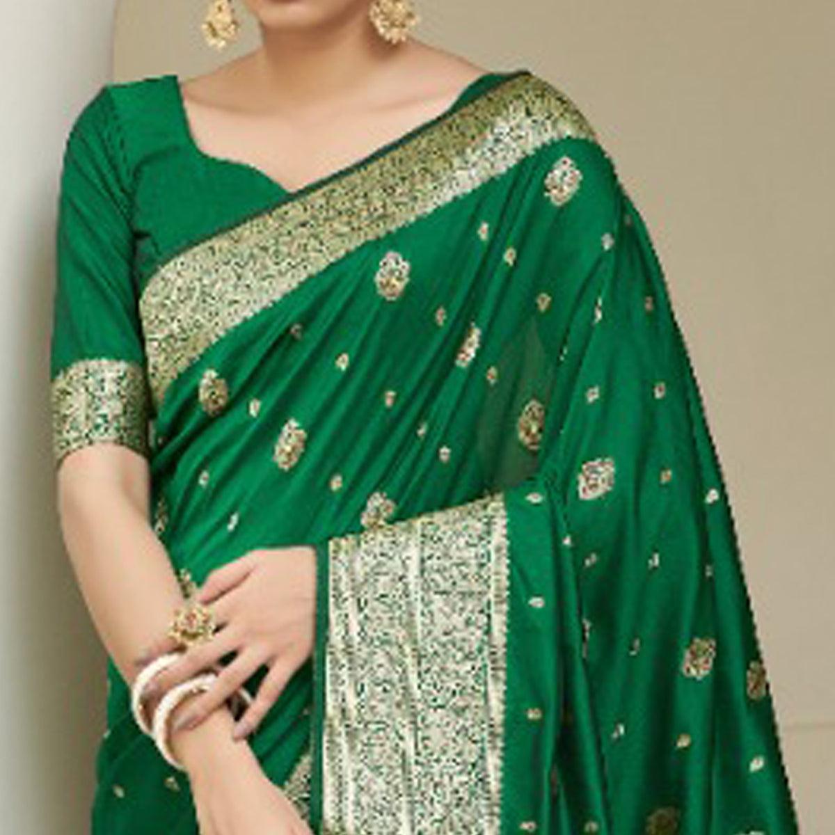 BlackTree green-festive-wear-woven-banarasi-silk-saree-134701 - view 3
