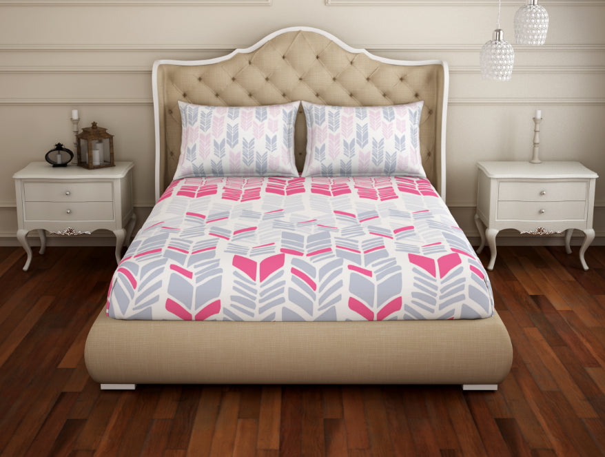 100 cotton king – Spaces India Geometric Pink 100% Cotton King Fitted Sheet - Atrium Plus Ecom By Spaces