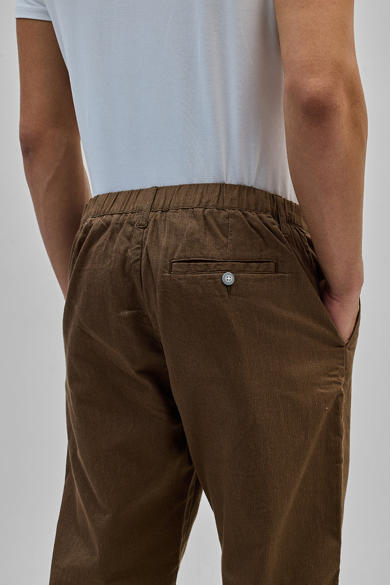 SNITCH Brown Textured Relaxed Fit Trousers - view 8